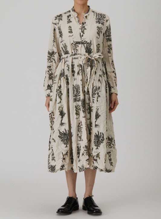 Pas De Calais 4892 Herbal Print Dress Ivory