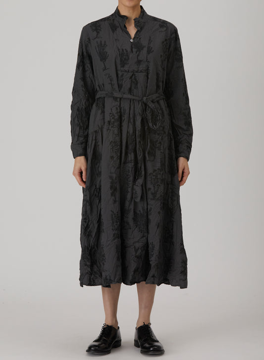 Pas De Calais 4892 Herbal Print Dress Charcoal