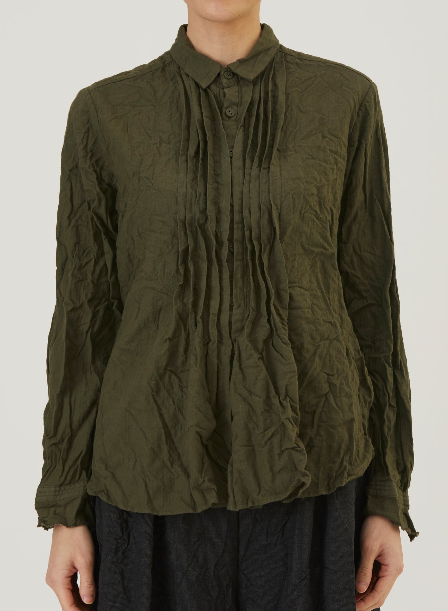 Pas De Calais 6850 Pin-Tuck Blouse Khaki PRE-ORDER