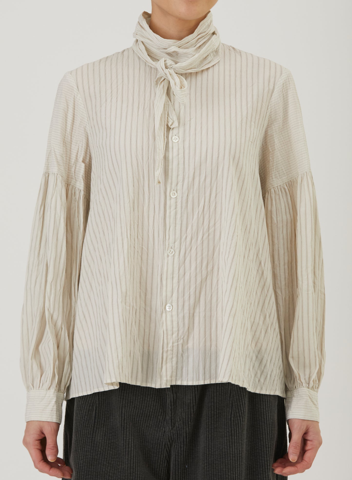 Pas De Calais 6856 Stripe Bow Blouse Ivory