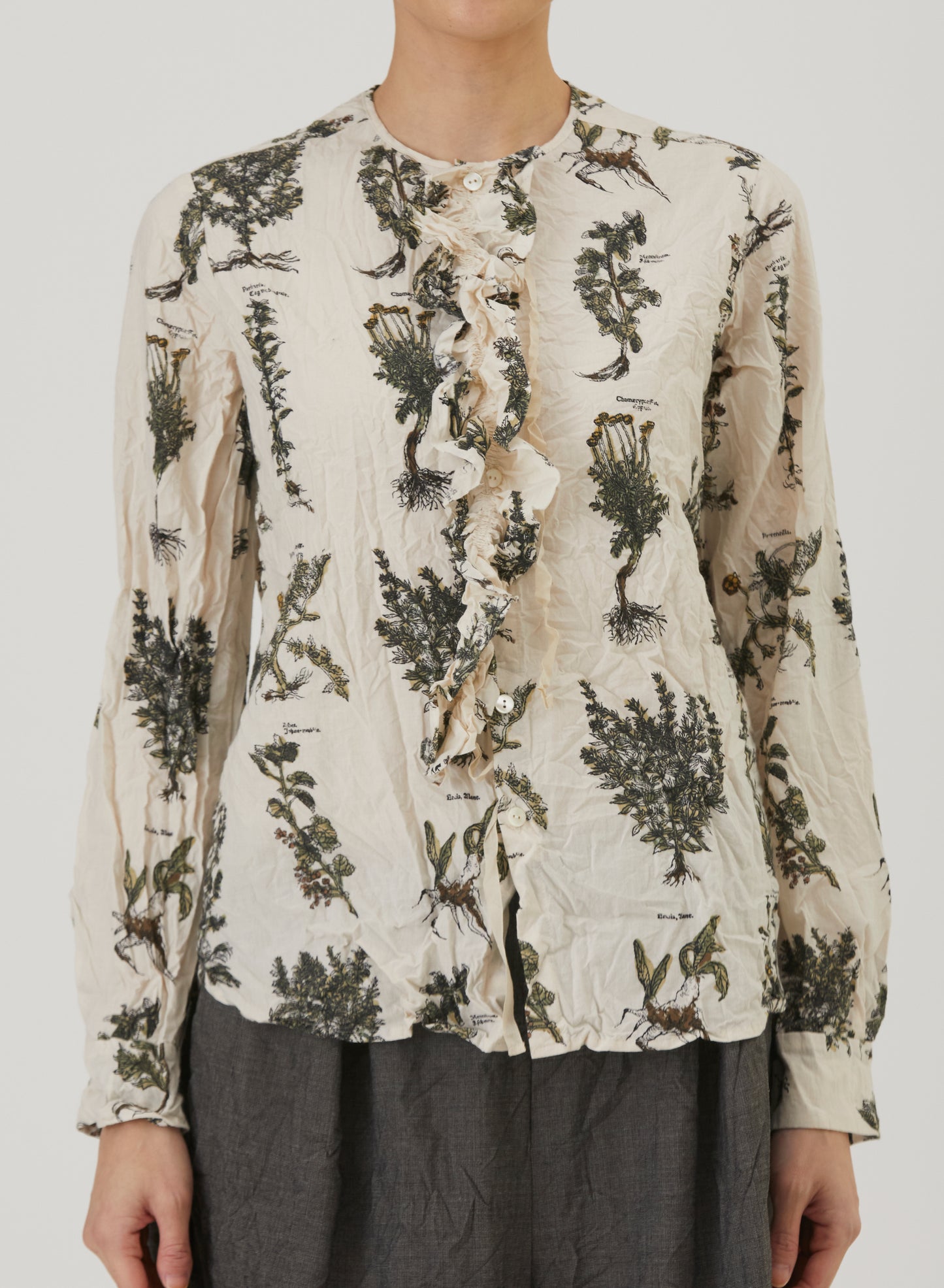 Pas De Calais 6858 Herbal Print Blouse Ivory