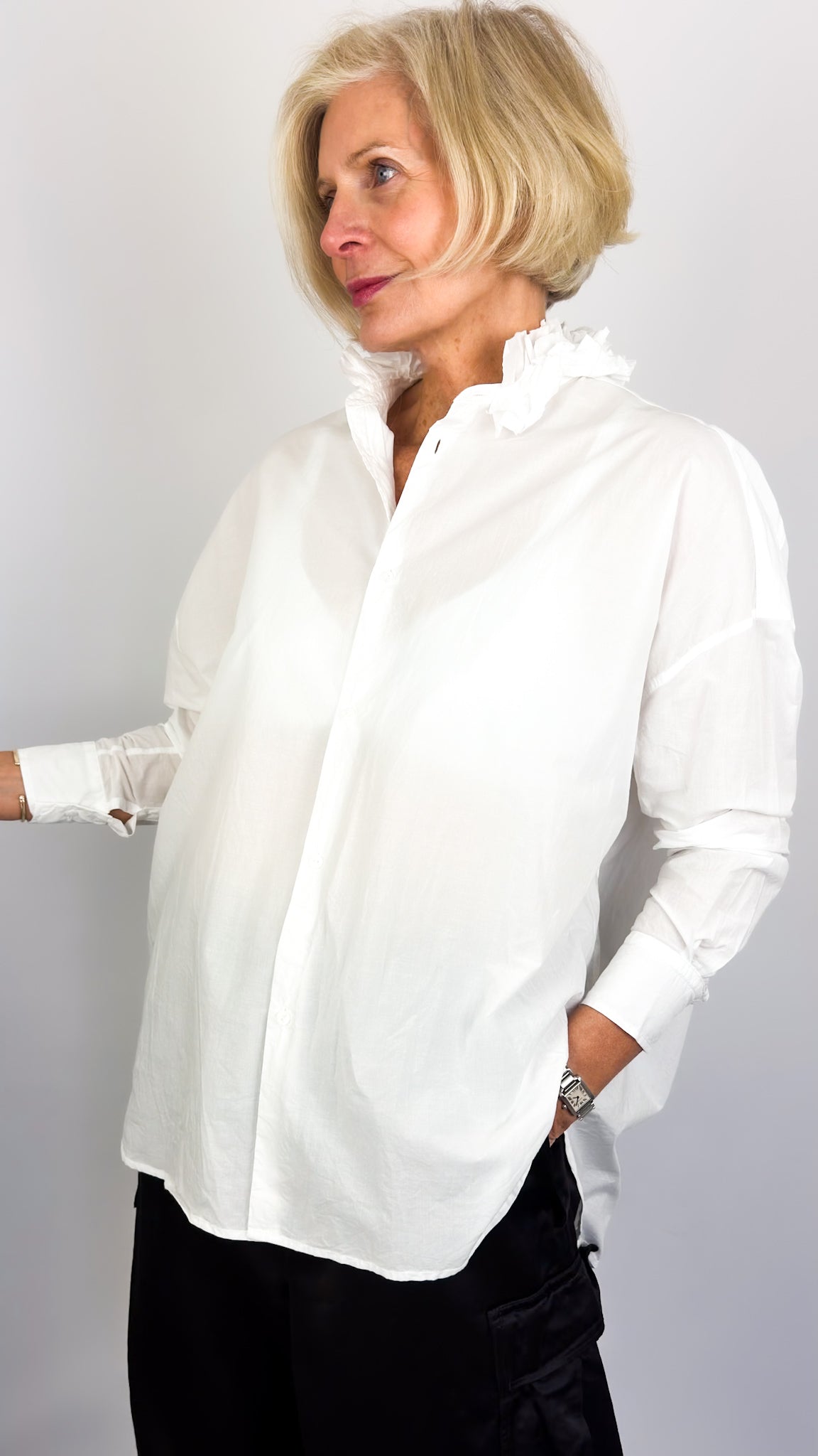 Toujours Ruffle Shirt White