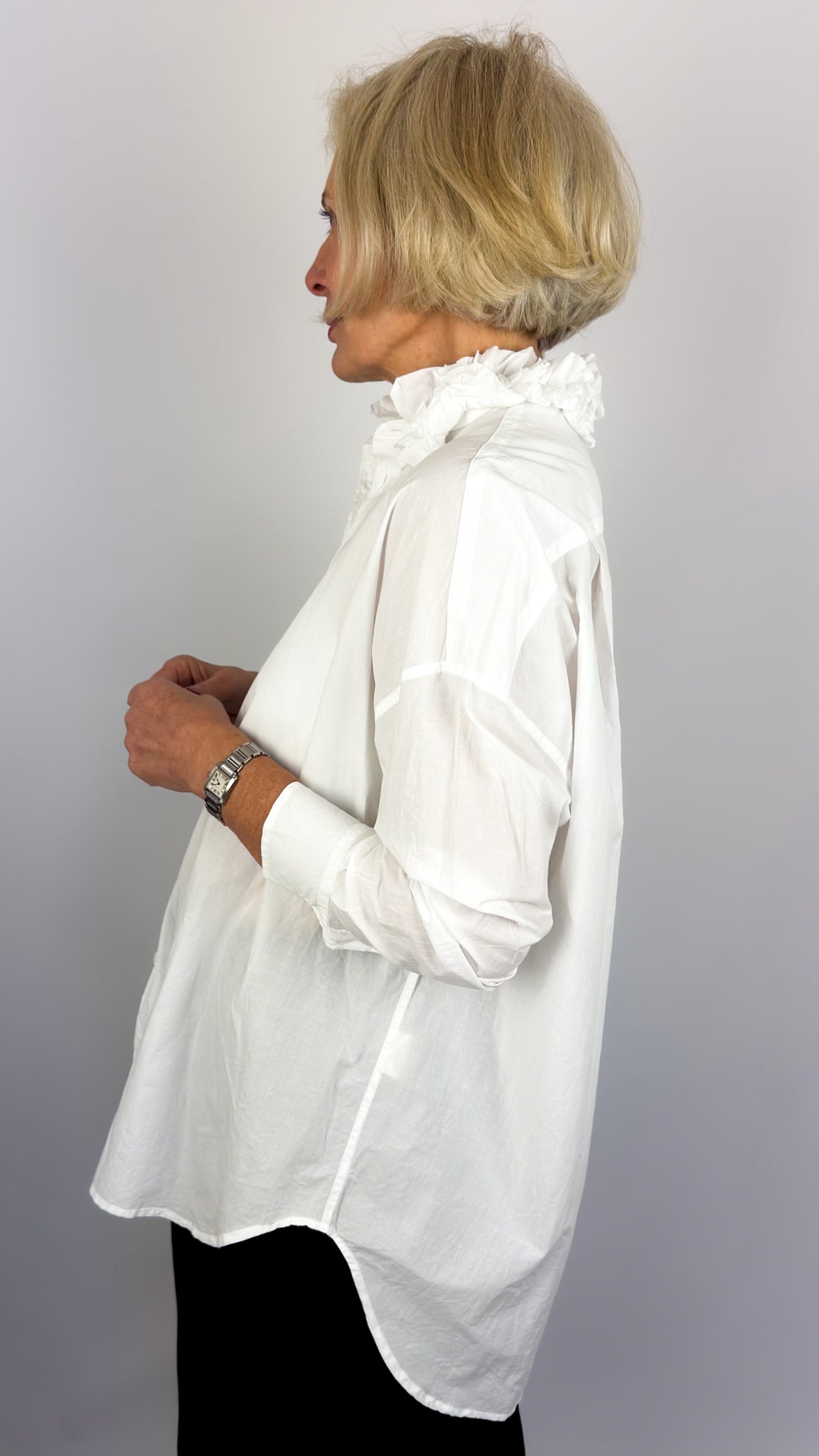 Toujours Ruffle Shirt White