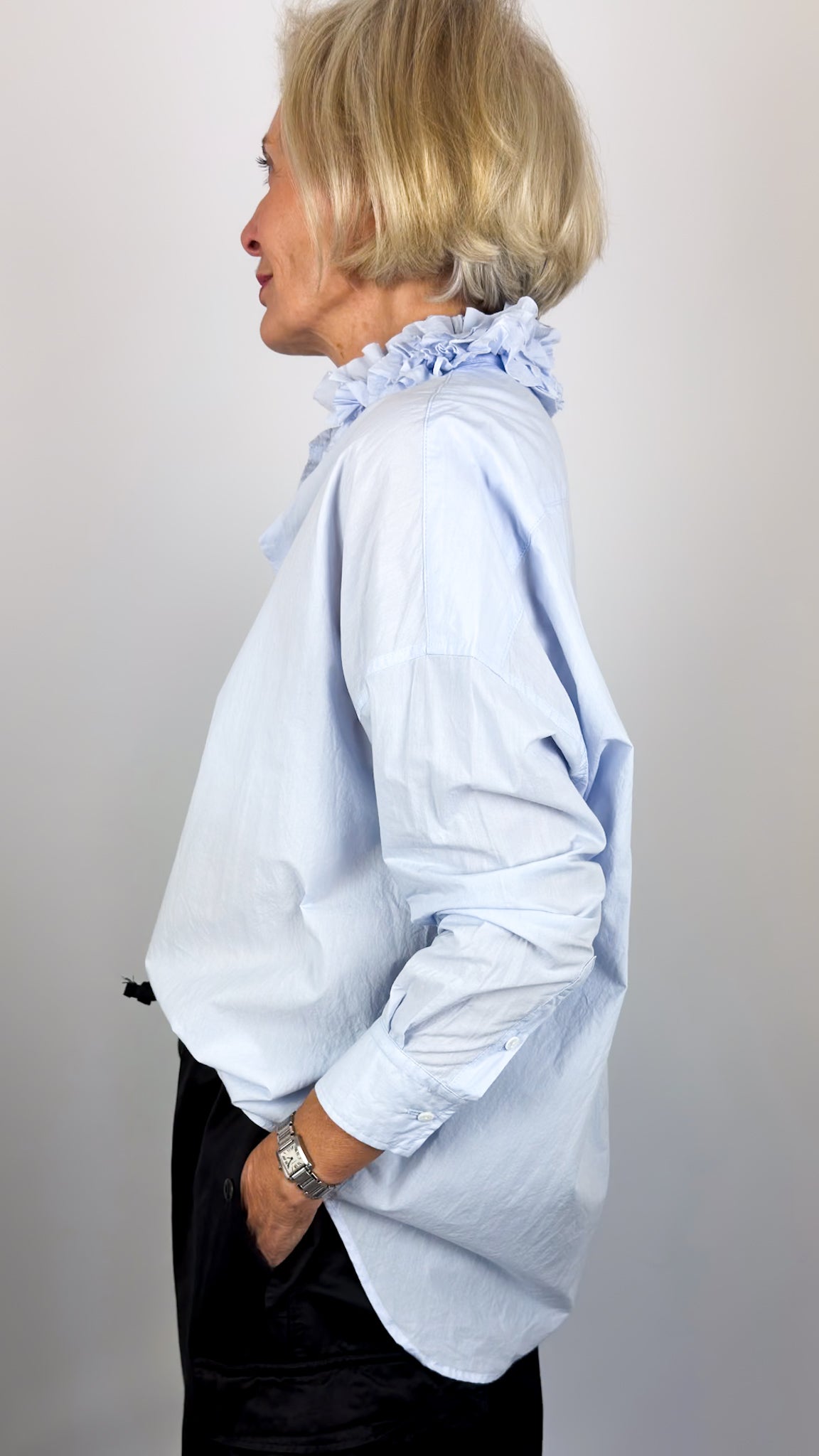 Toujours Ruffle Shirt Saxe Blue
