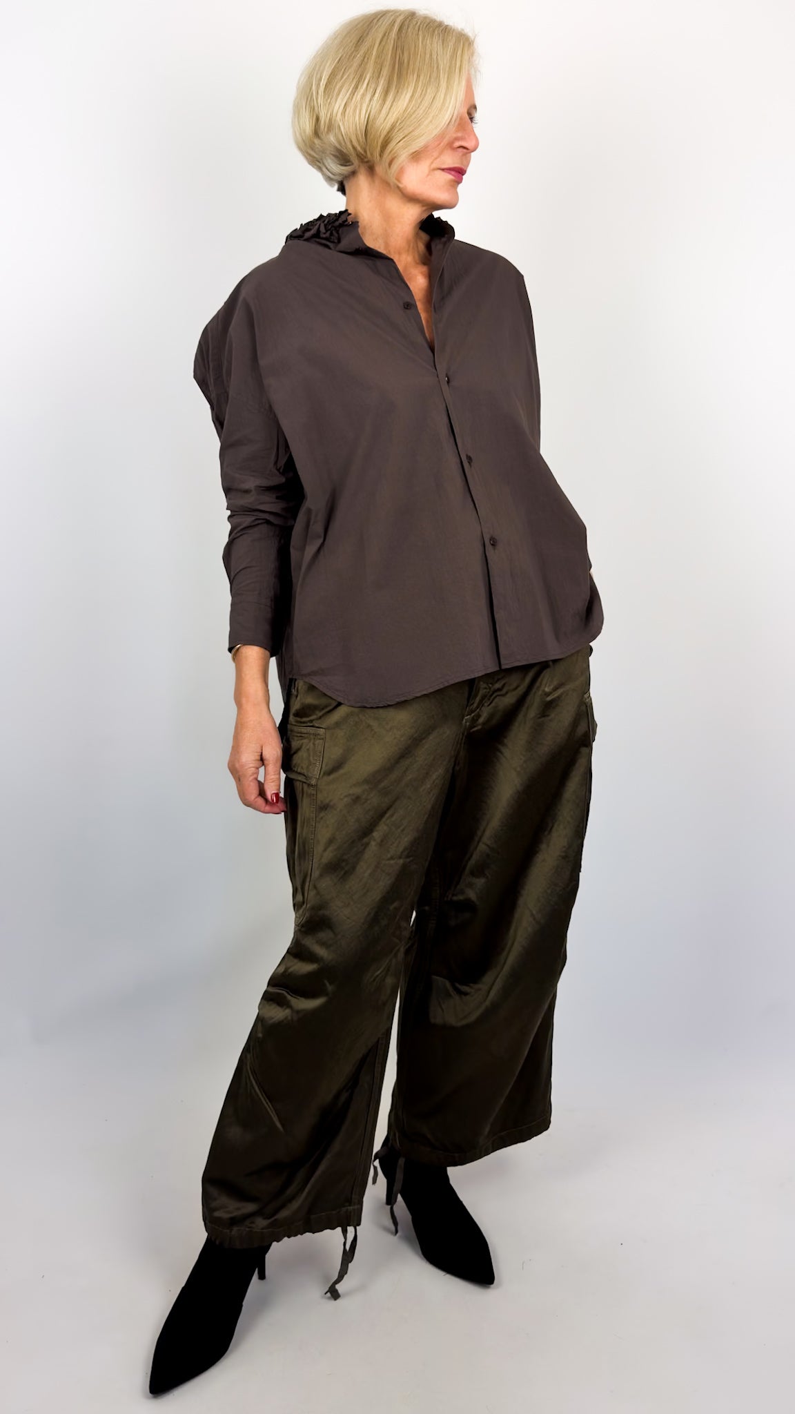Toujours Ruffle Shirt Bitter Brown