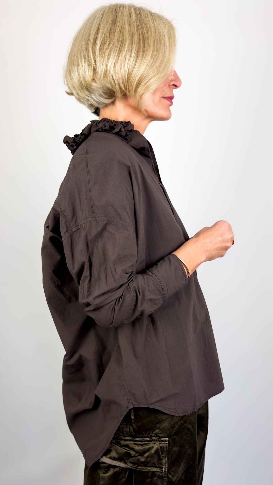 Toujours Ruffle Shirt Bitter Brown