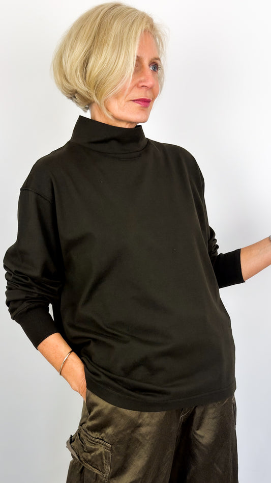 Toujours High Neck Jumper Olive Brown