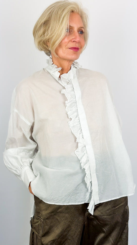 Toujours Bishop Sleeve Shirt Smoke White