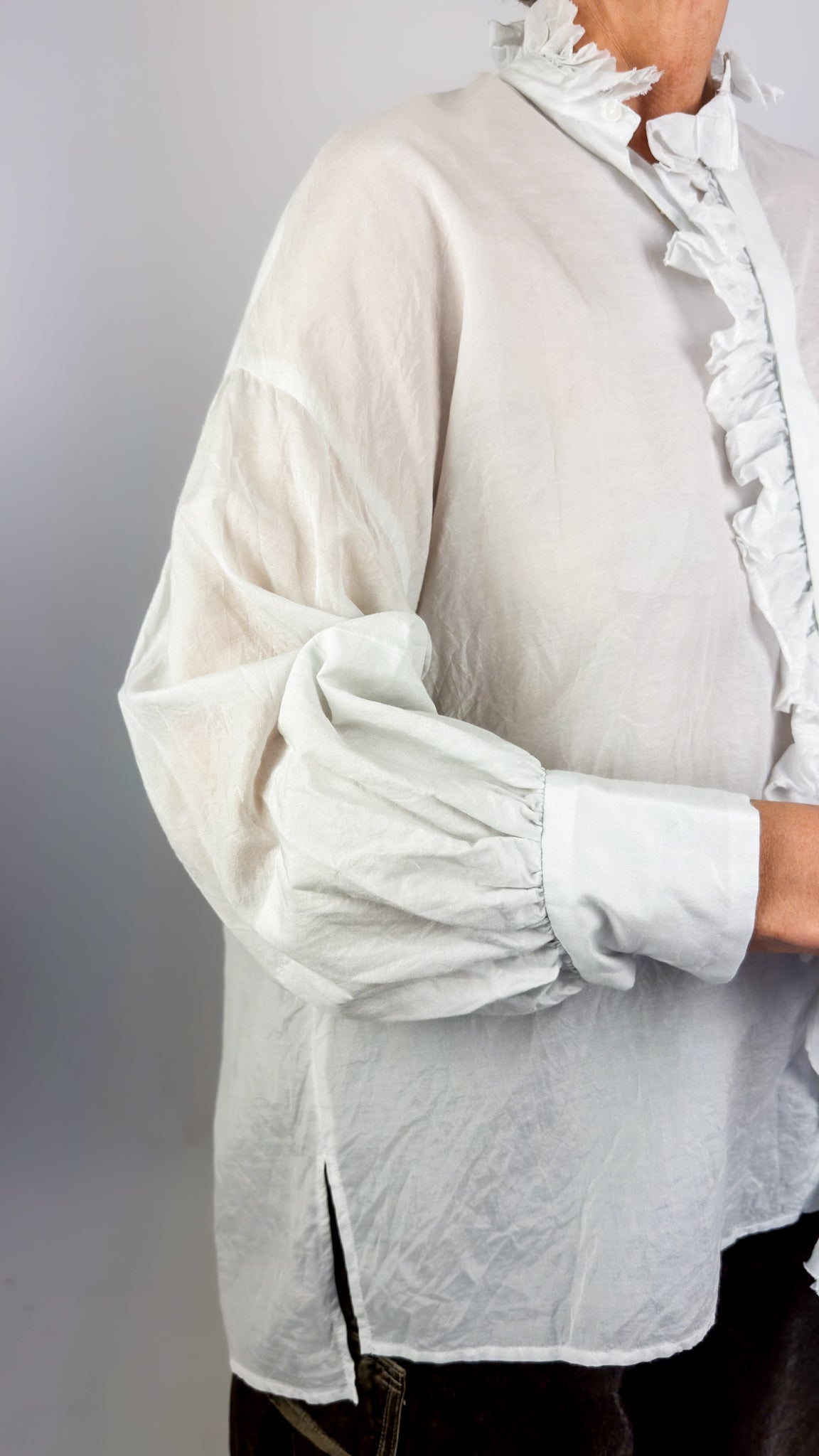 Toujours Bishop Sleeve Shirt Smoke White