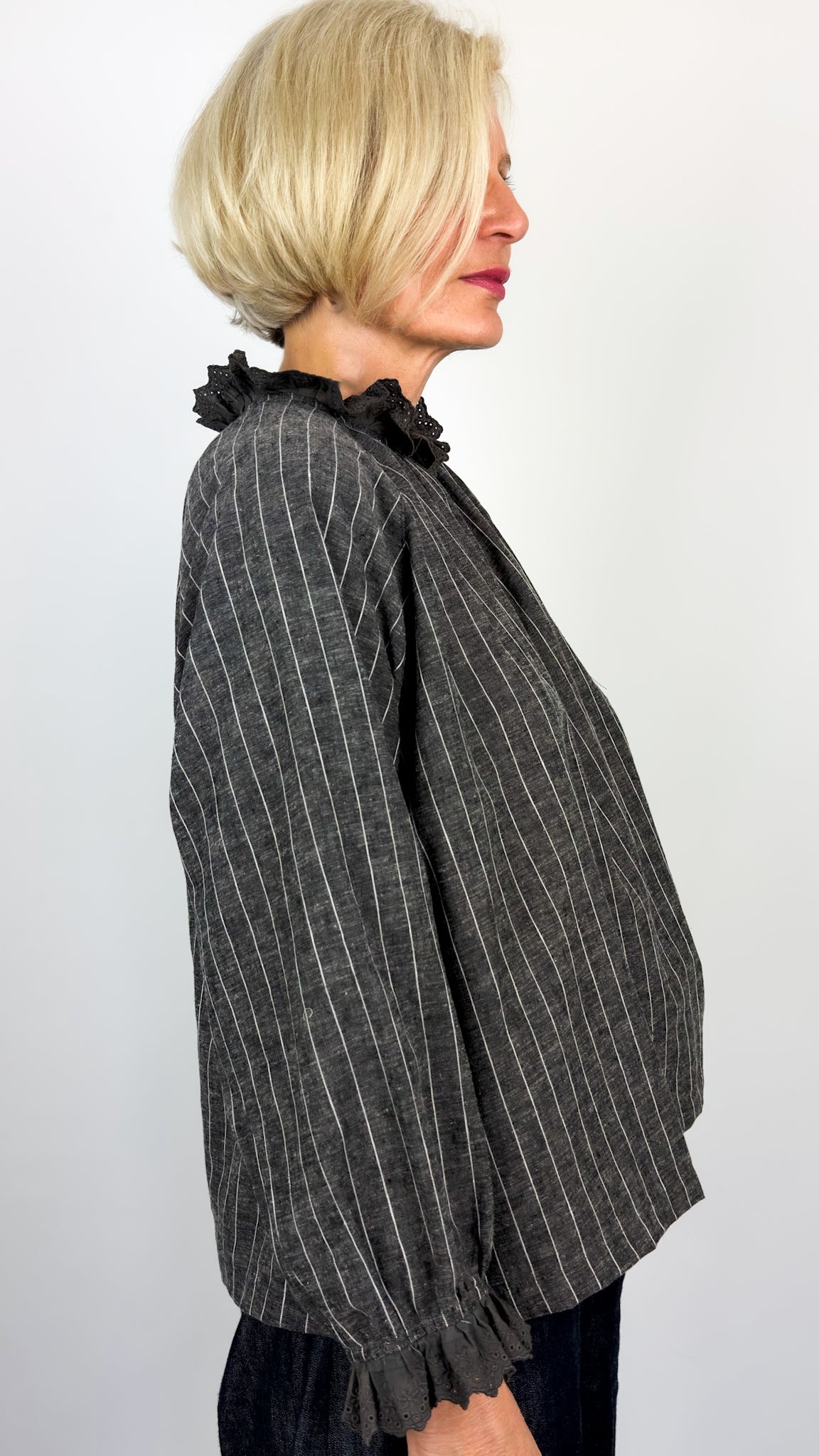 Ichi 315 Pinstripe Shirt Charcoal