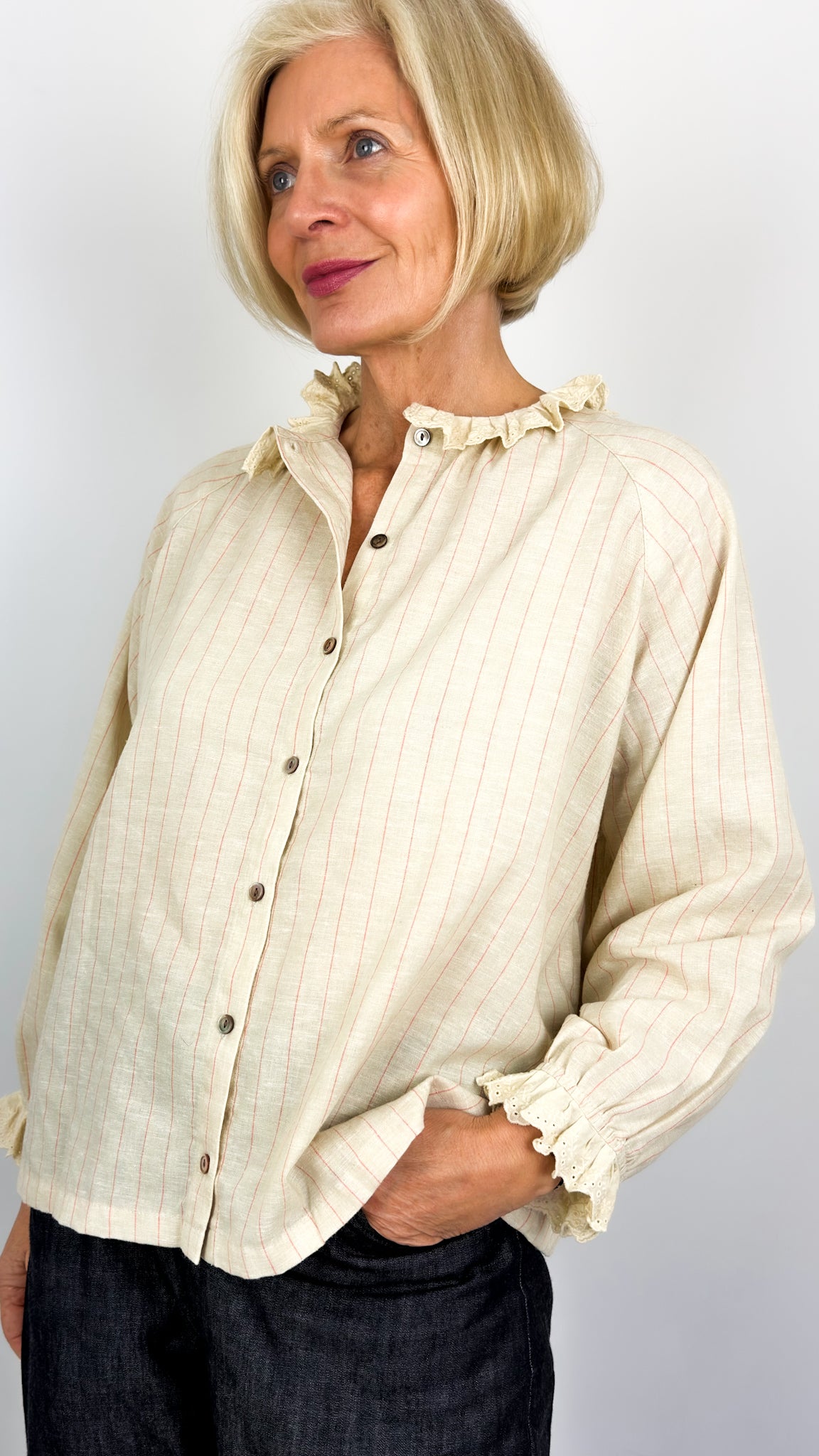 Ichi 315 Pinstripe Shirt Natural