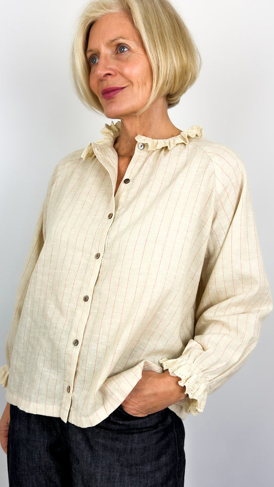 Ichi Antiquités 315 Pinstripe Shirt Natural