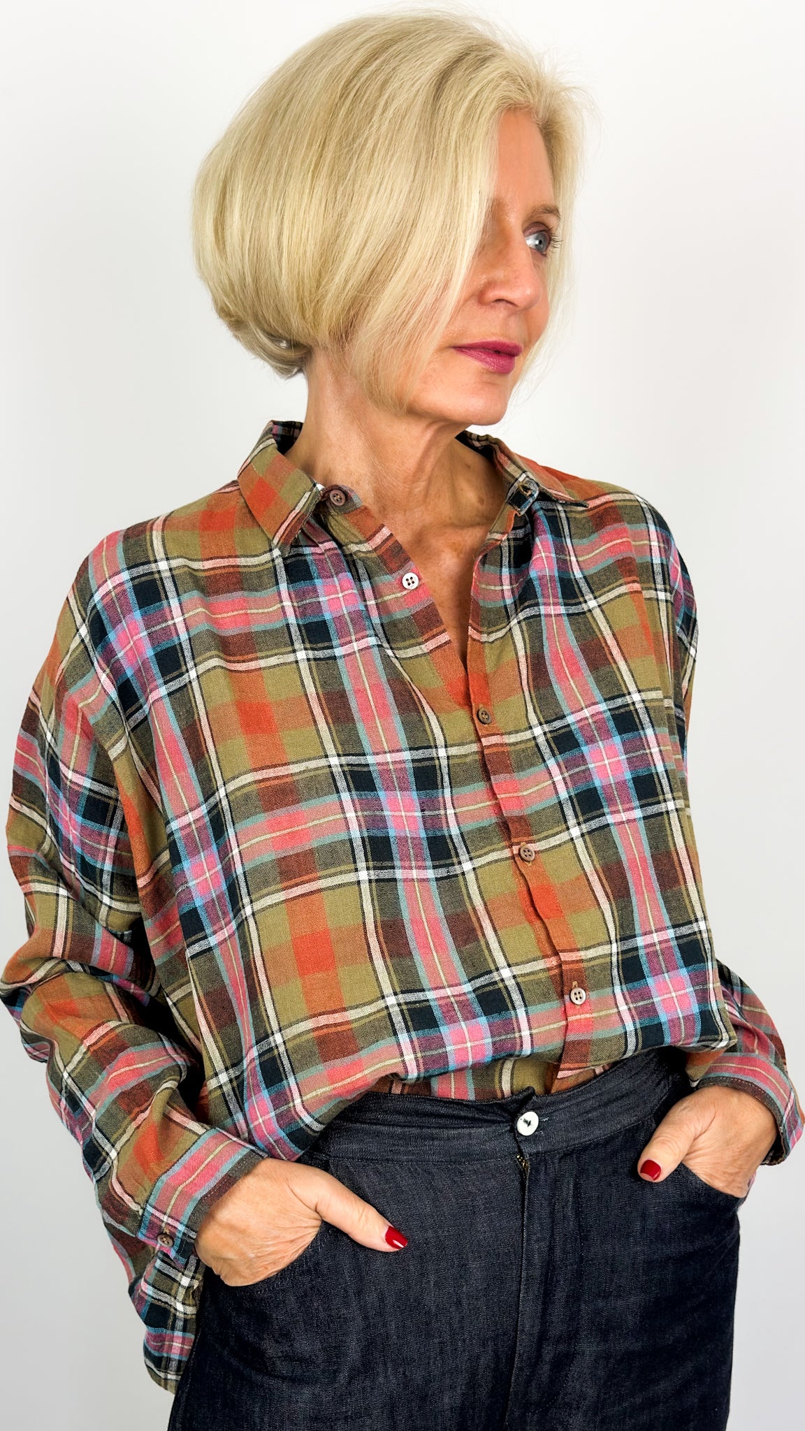 Ichi 304 Tartan Shirt Beige