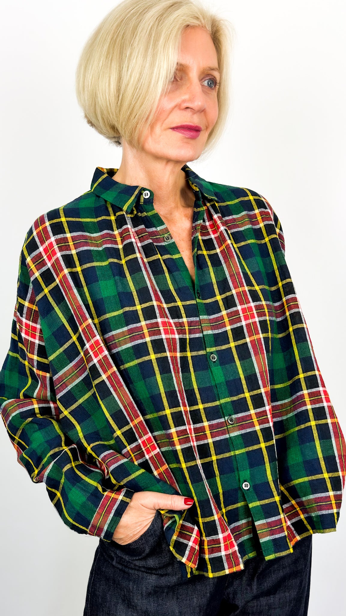 Ichi 304 Tartan Shirt Navy