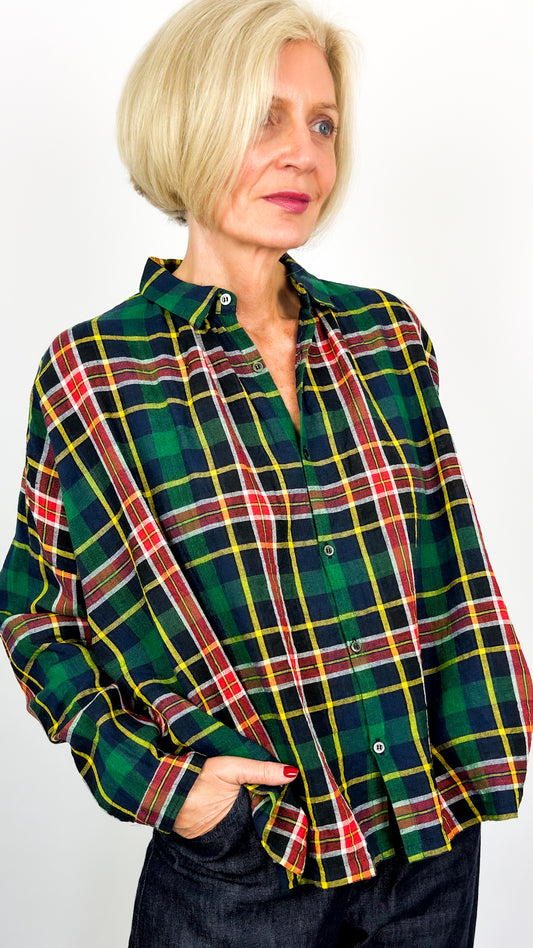 Ichi Antiquités 304 Tartan Shirt Navy