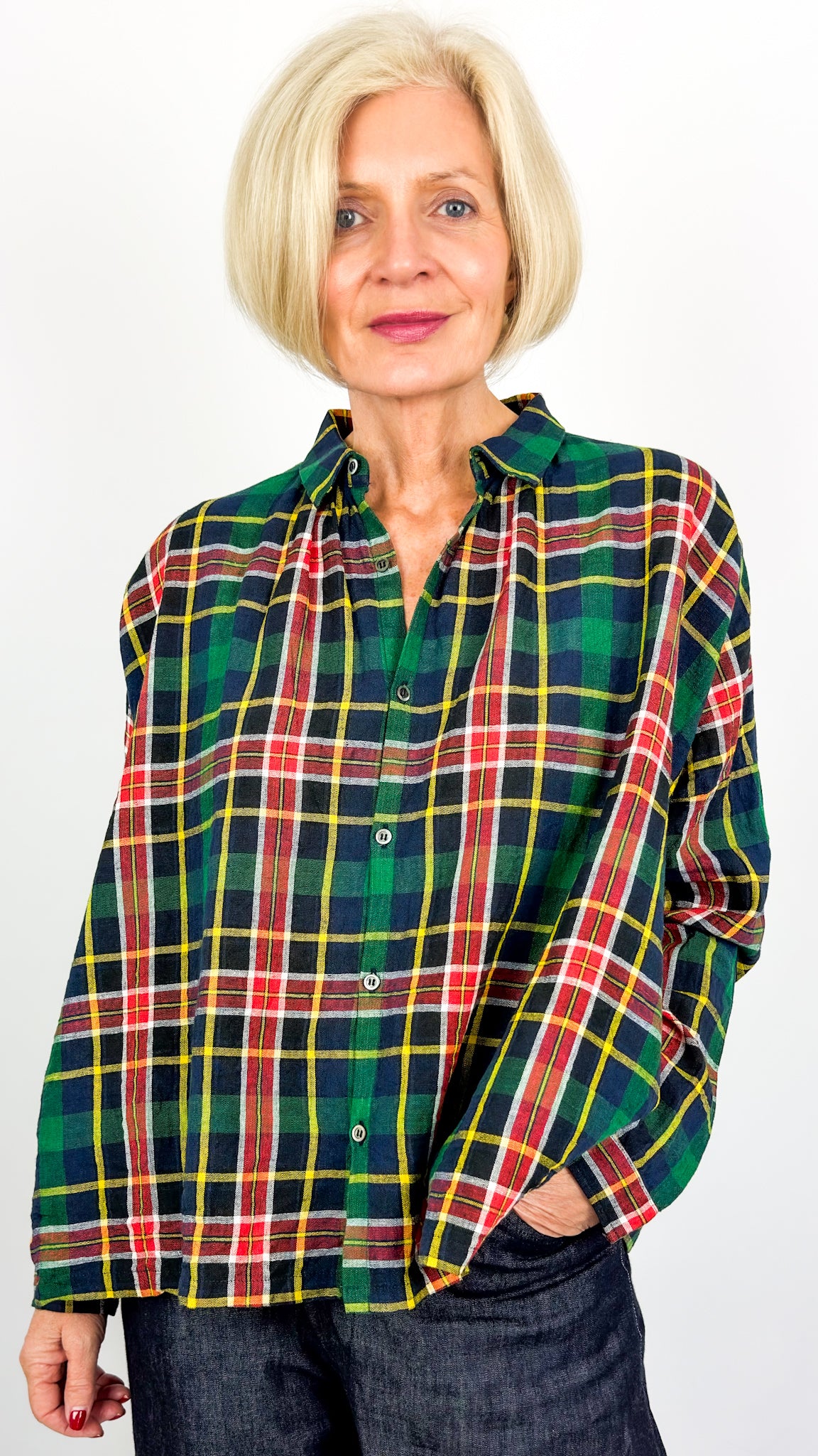 Ichi 304 Tartan Shirt Navy