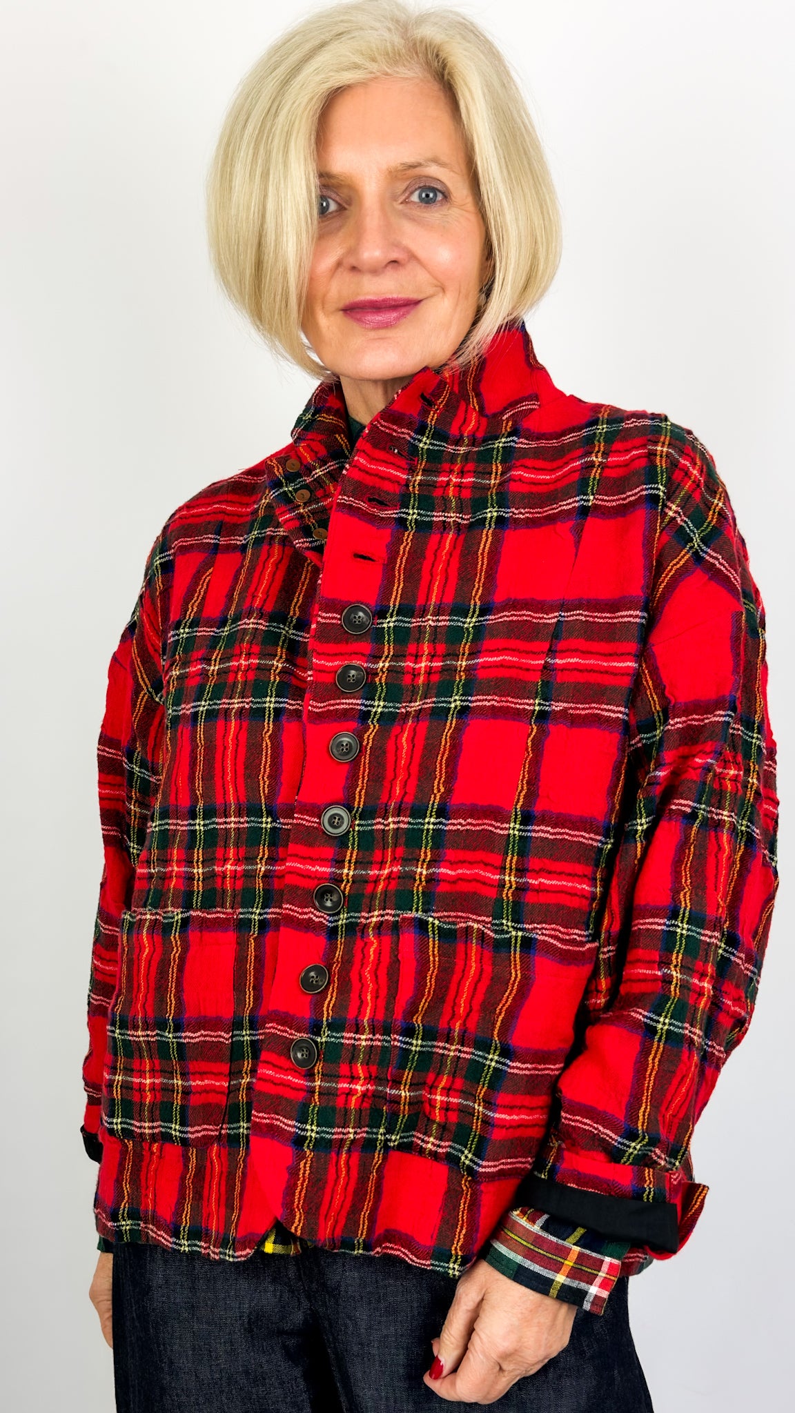 Ichi 323 Tartan Jacket Red