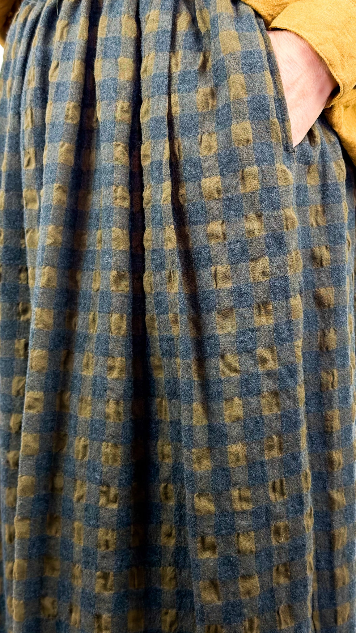 Ichi 320 Gingham Skirt Khaki