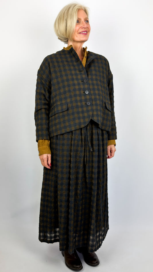 Ichi 318 Gingham Jacket Khaki