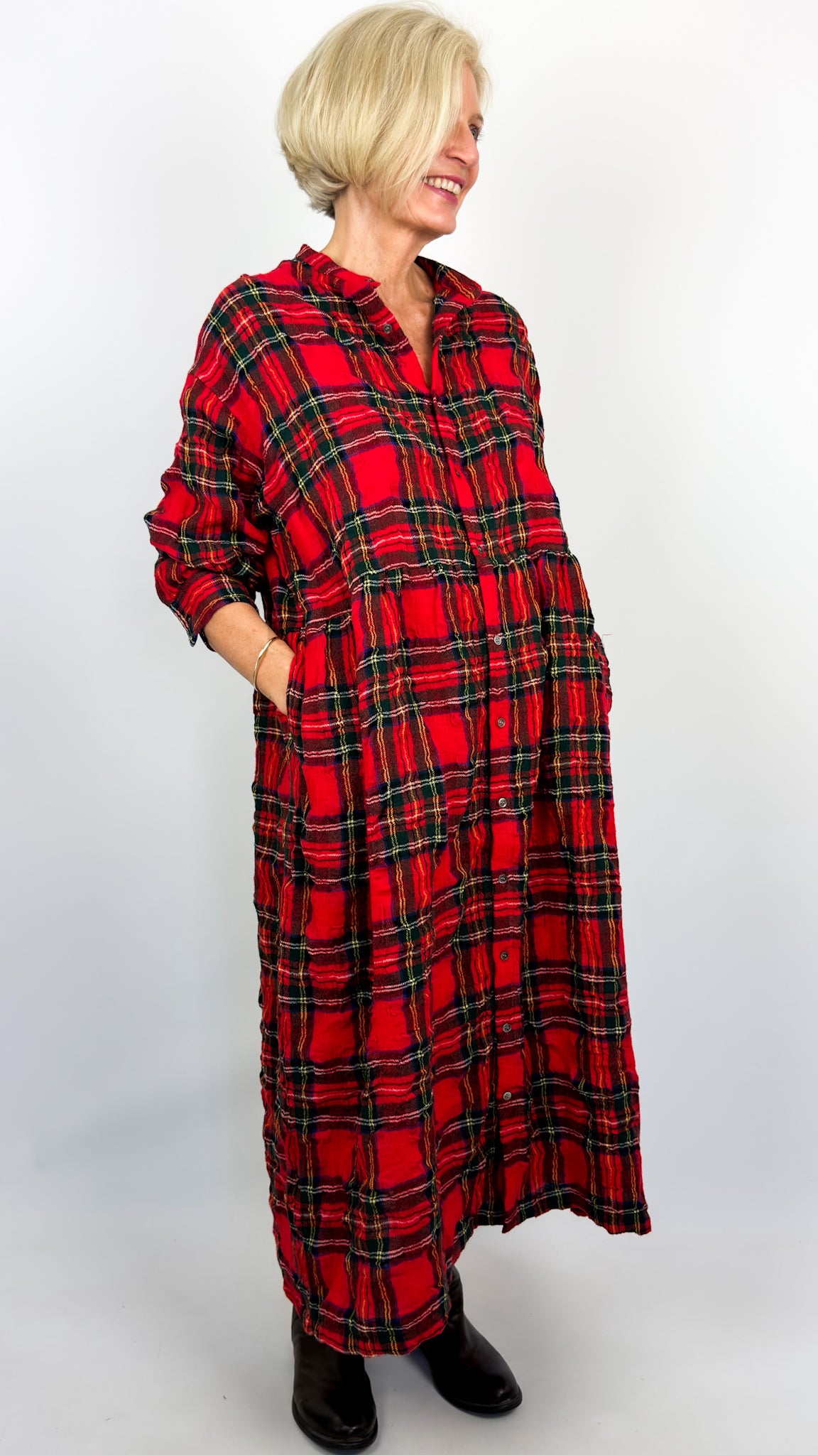 Ichi 325 Tartan Dress Red