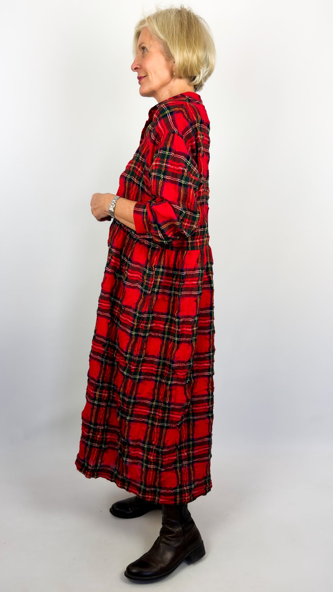Ichi 325 Tartan Dress Red