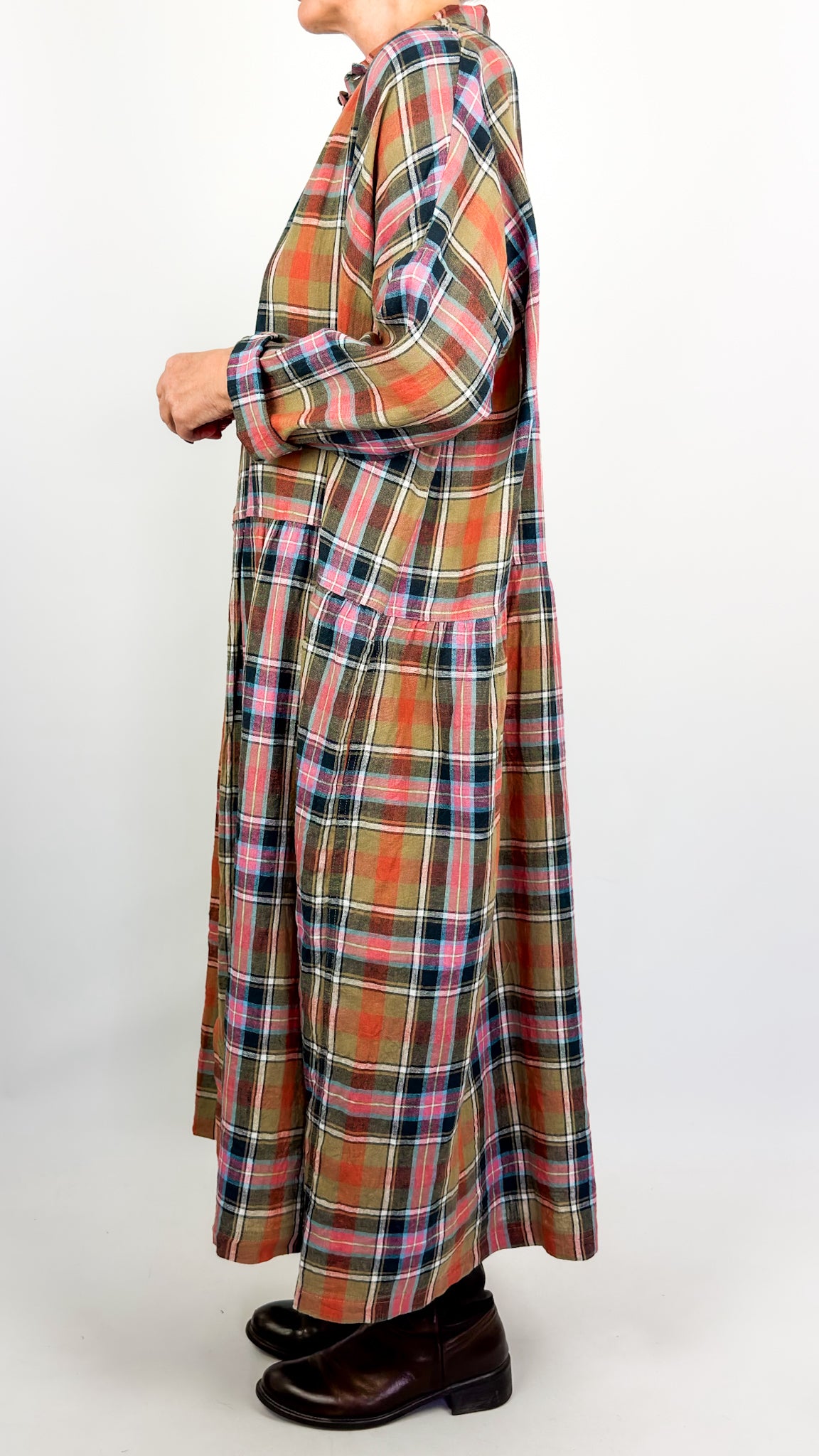 Ichi 305 Tartan Dress Beige