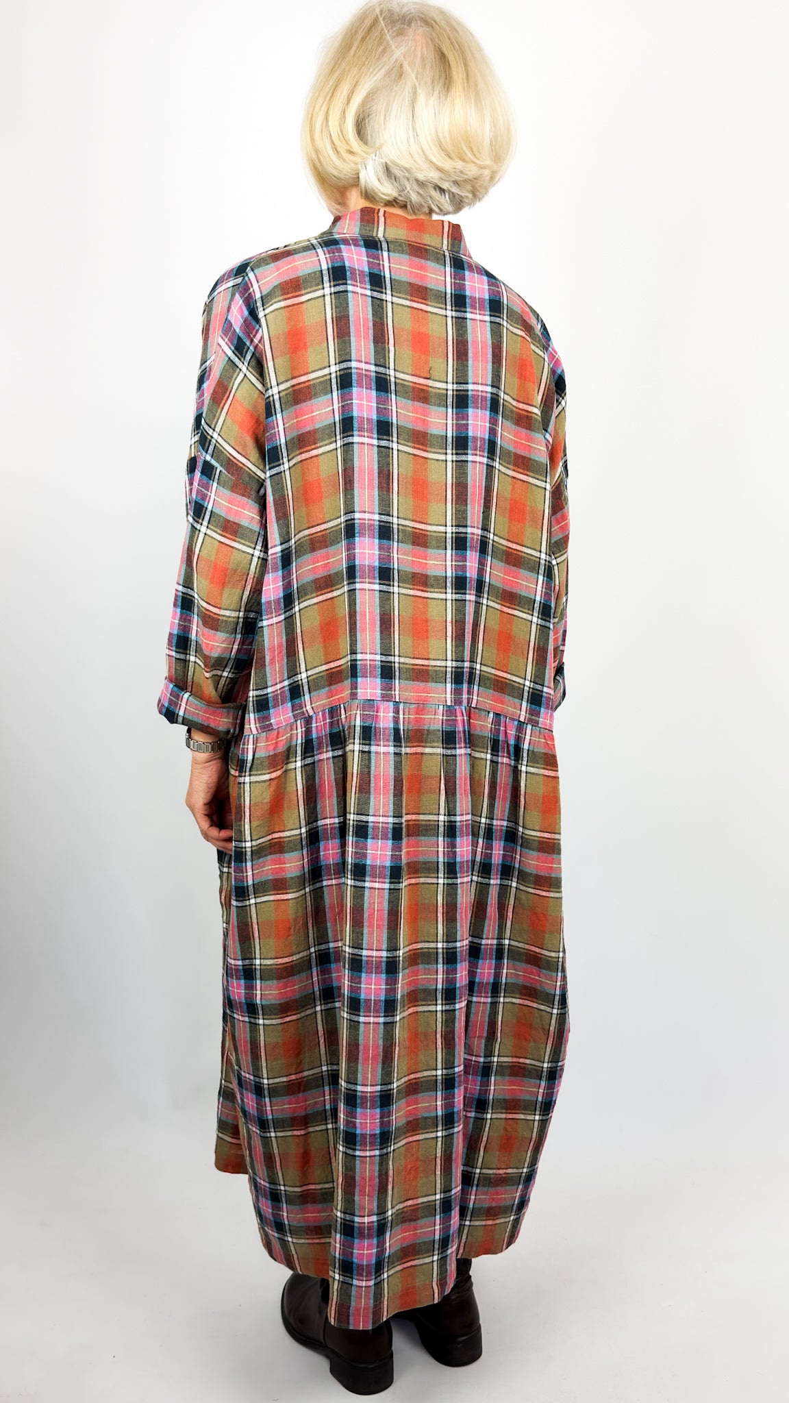 Ichi 305 Tartan Dress Beige