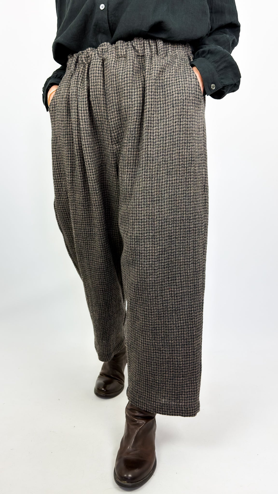 Ichi 322 Houndstooth Trousers Mocha
