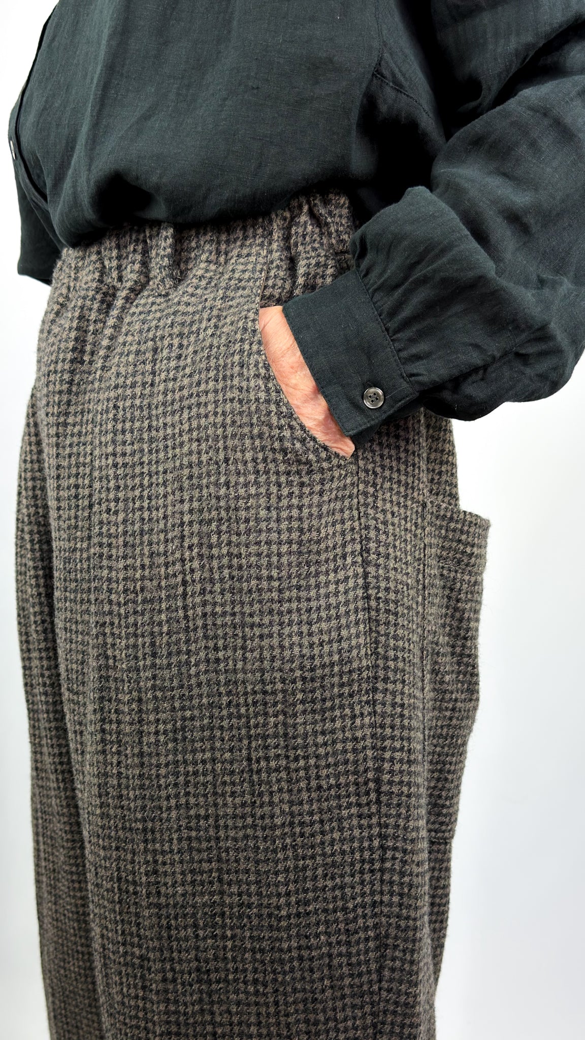 Ichi 322 Houndstooth Trousers Mocha