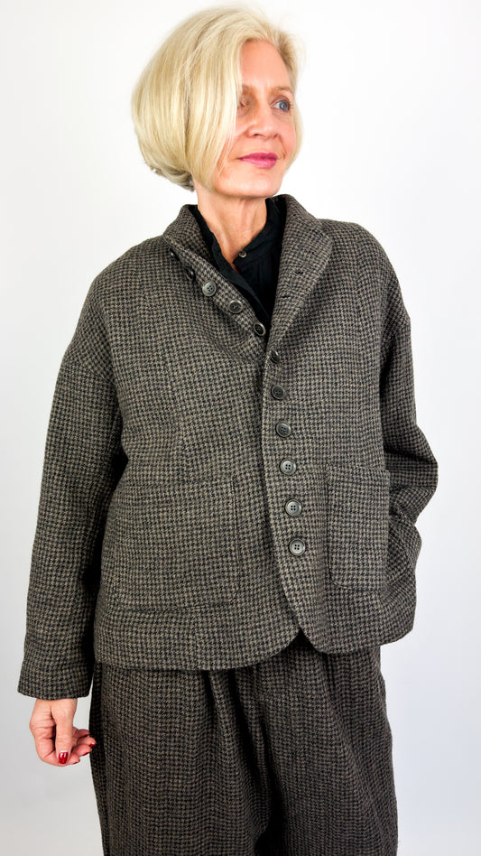 Ichi Antiquités 321 Houndstooth Jacket Mocha