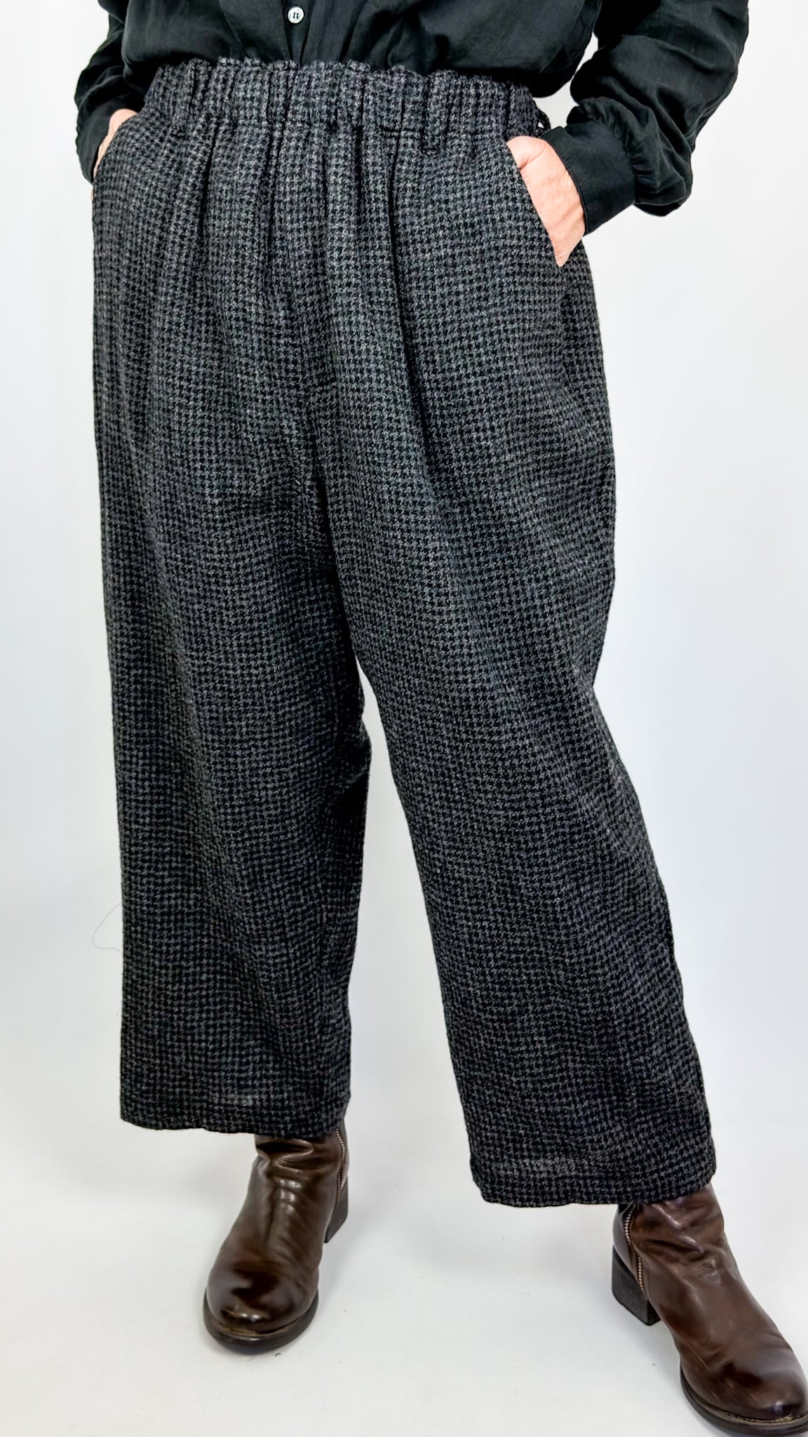 Ichi 322 Houndstooth Trousers Charcoal