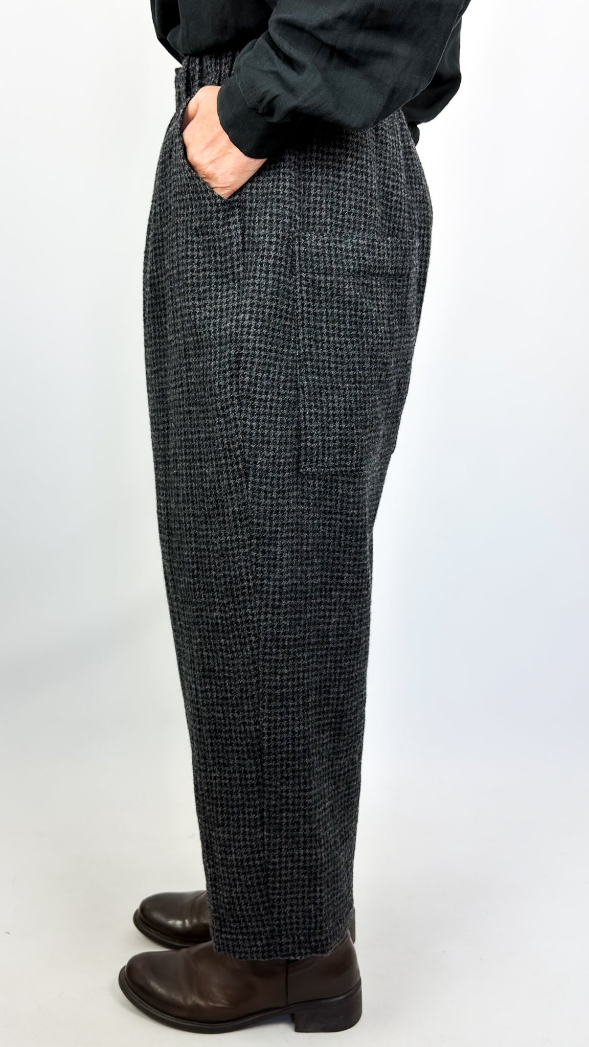 Ichi 322 Houndstooth Trousers Charcoal