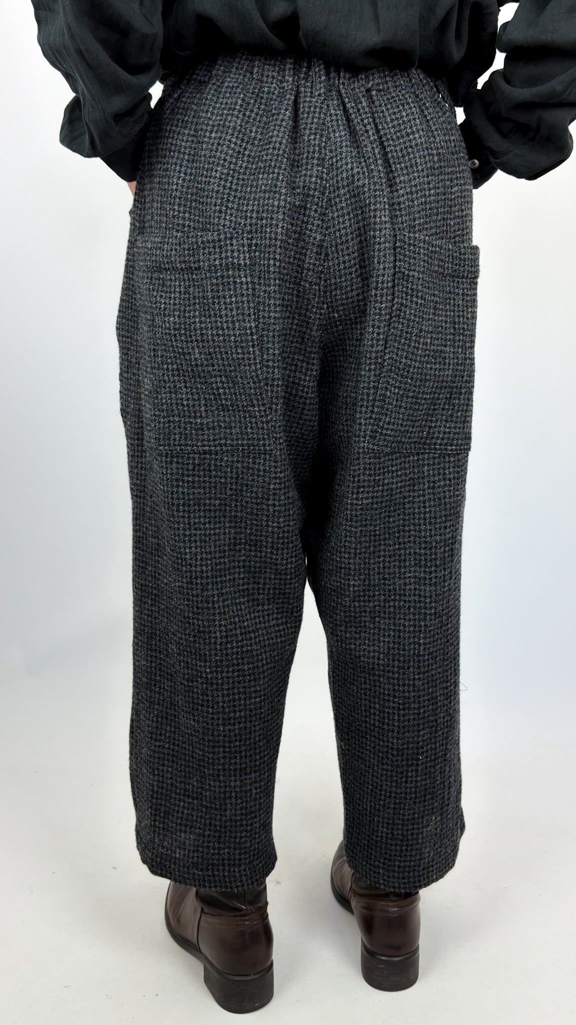 Ichi 322 Houndstooth Trousers Charcoal