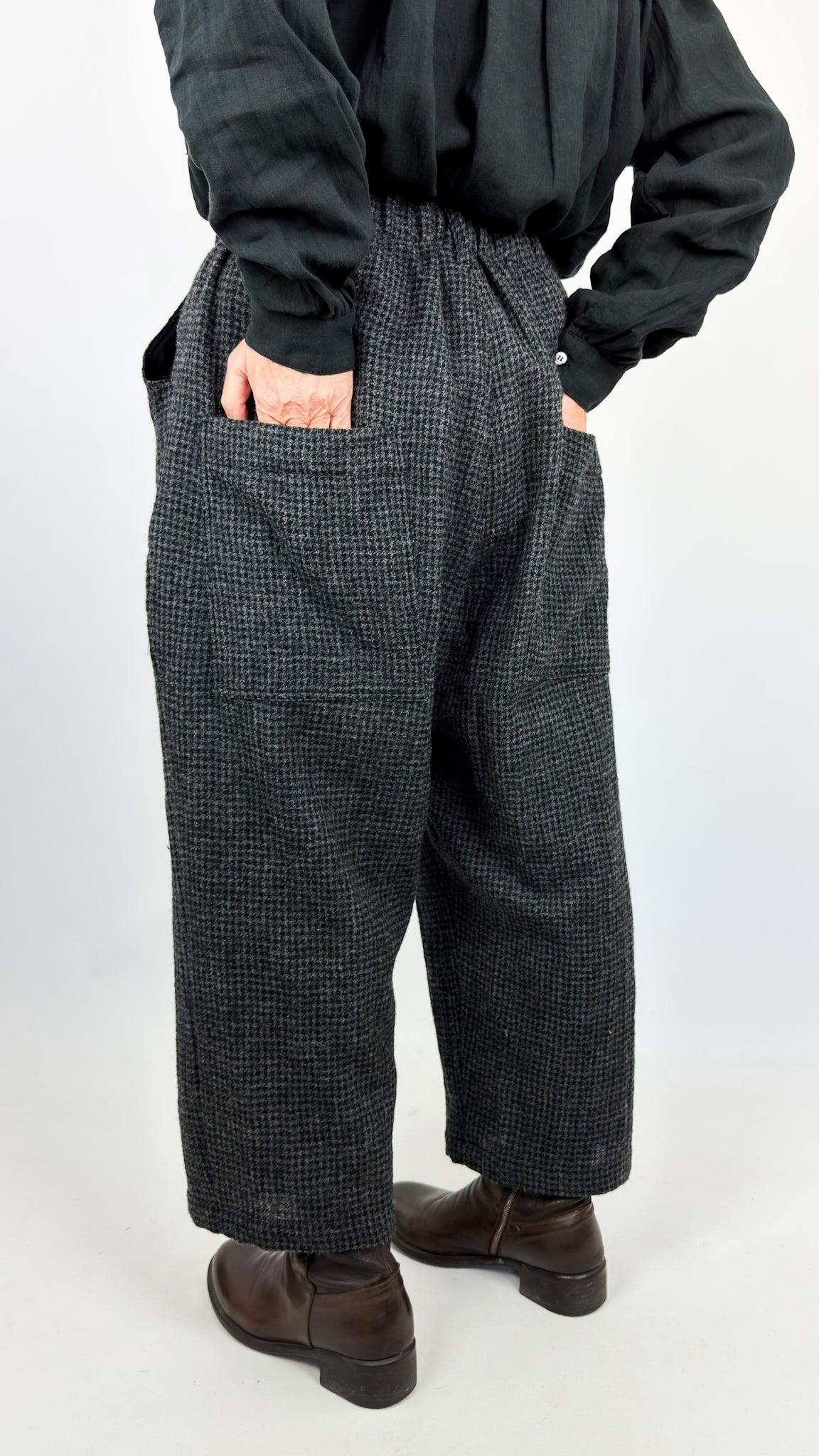 Ichi 322 Houndstooth Trousers Charcoal
