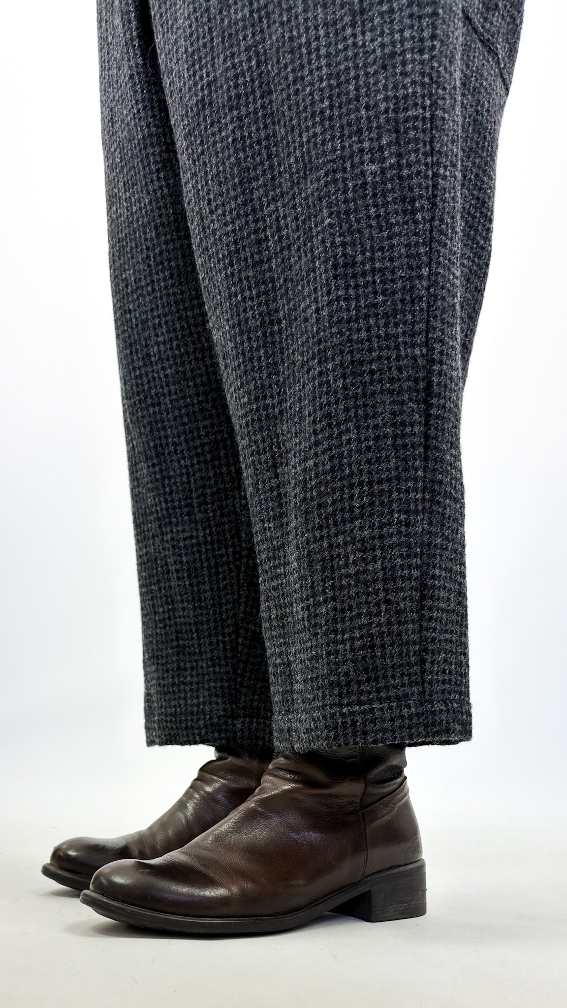 Ichi 322 Houndstooth Trousers Charcoal