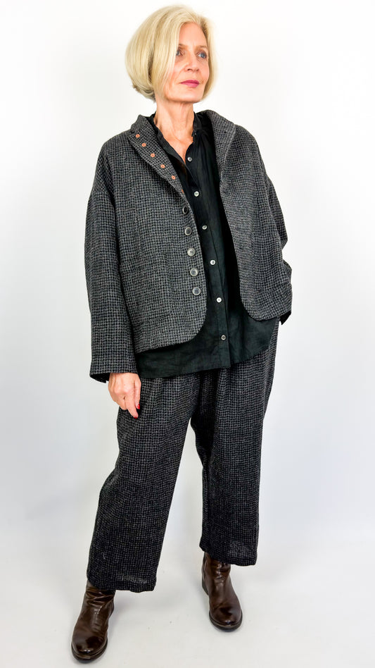 Ichi 321 Houndstooth Jacket Charcoal