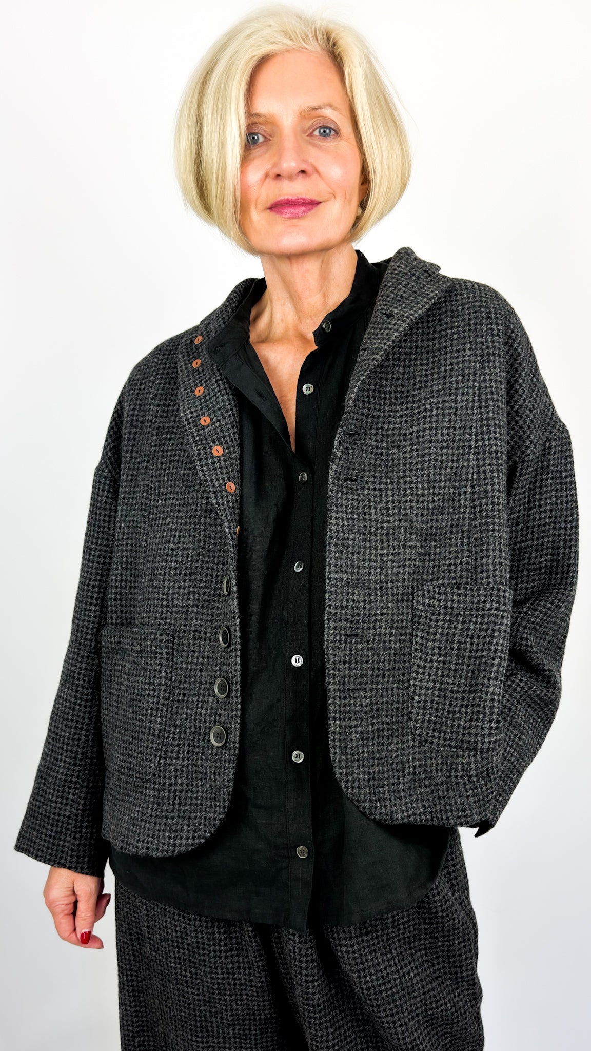 Ichi 321 Houndstooth Jacket Charcoal