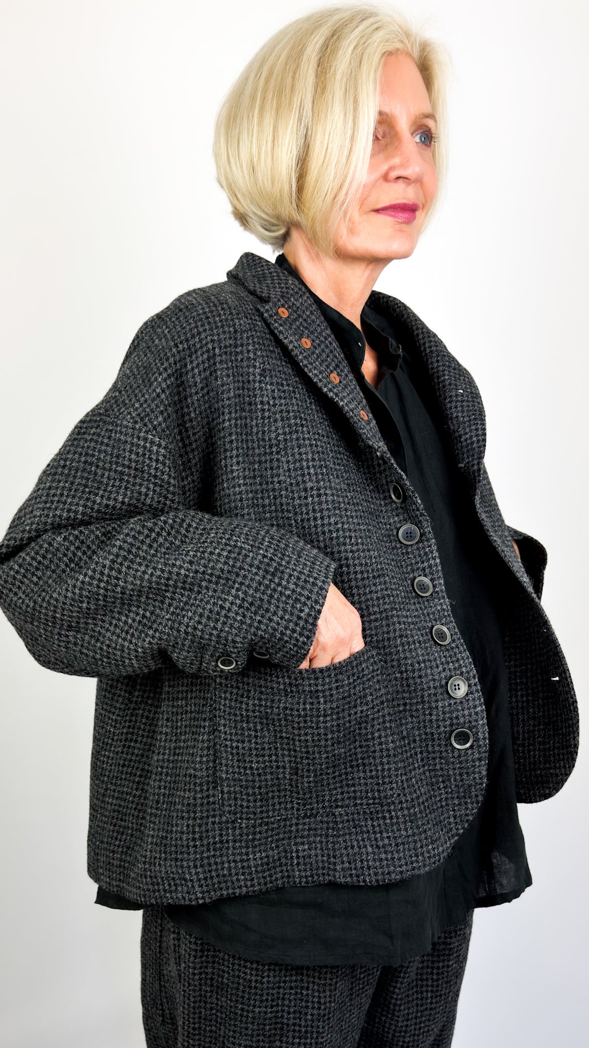 Ichi 321 Houndstooth Jacket Charcoal