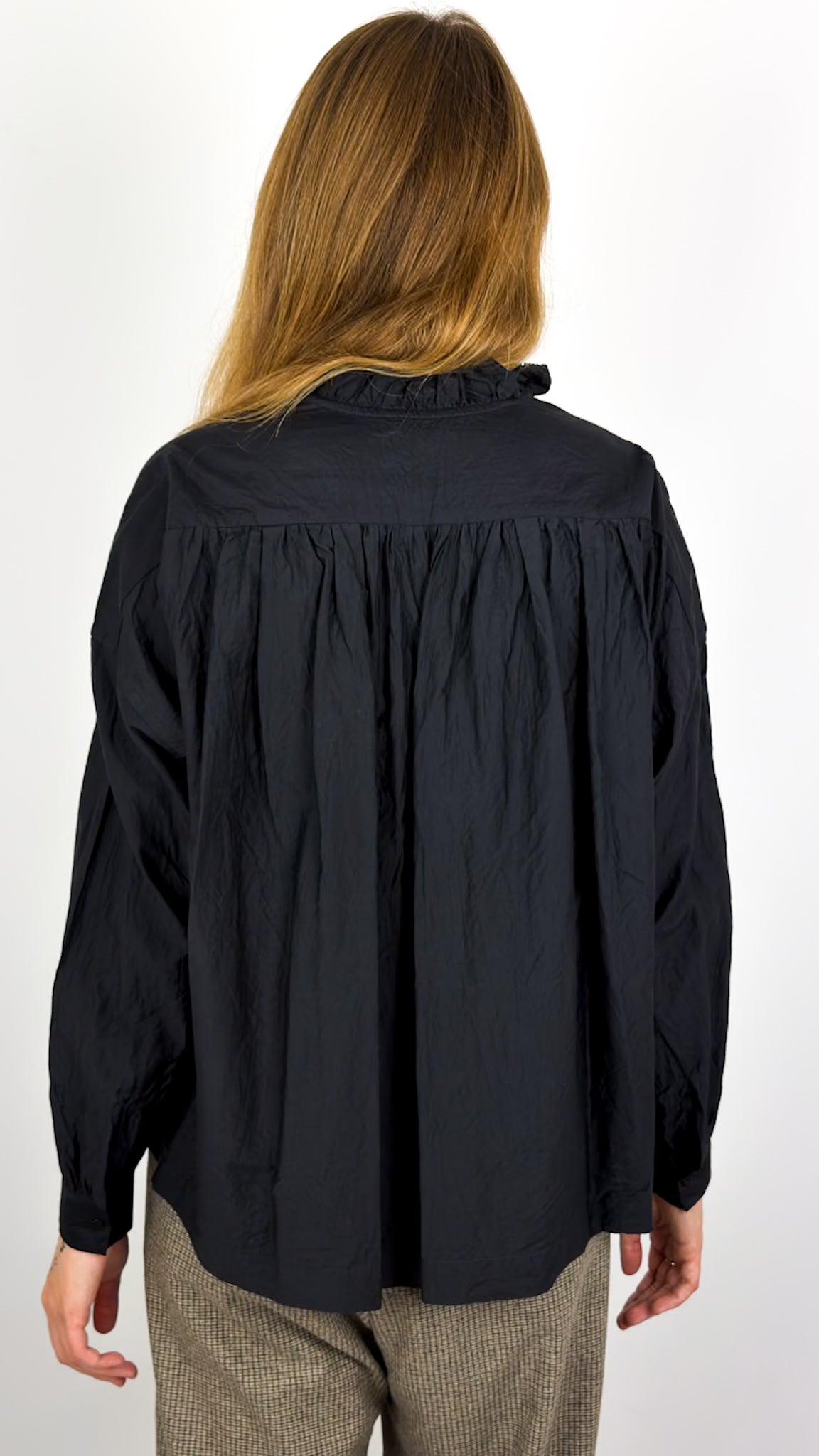 Toujours Pin Tuck Shirt Black/Navy