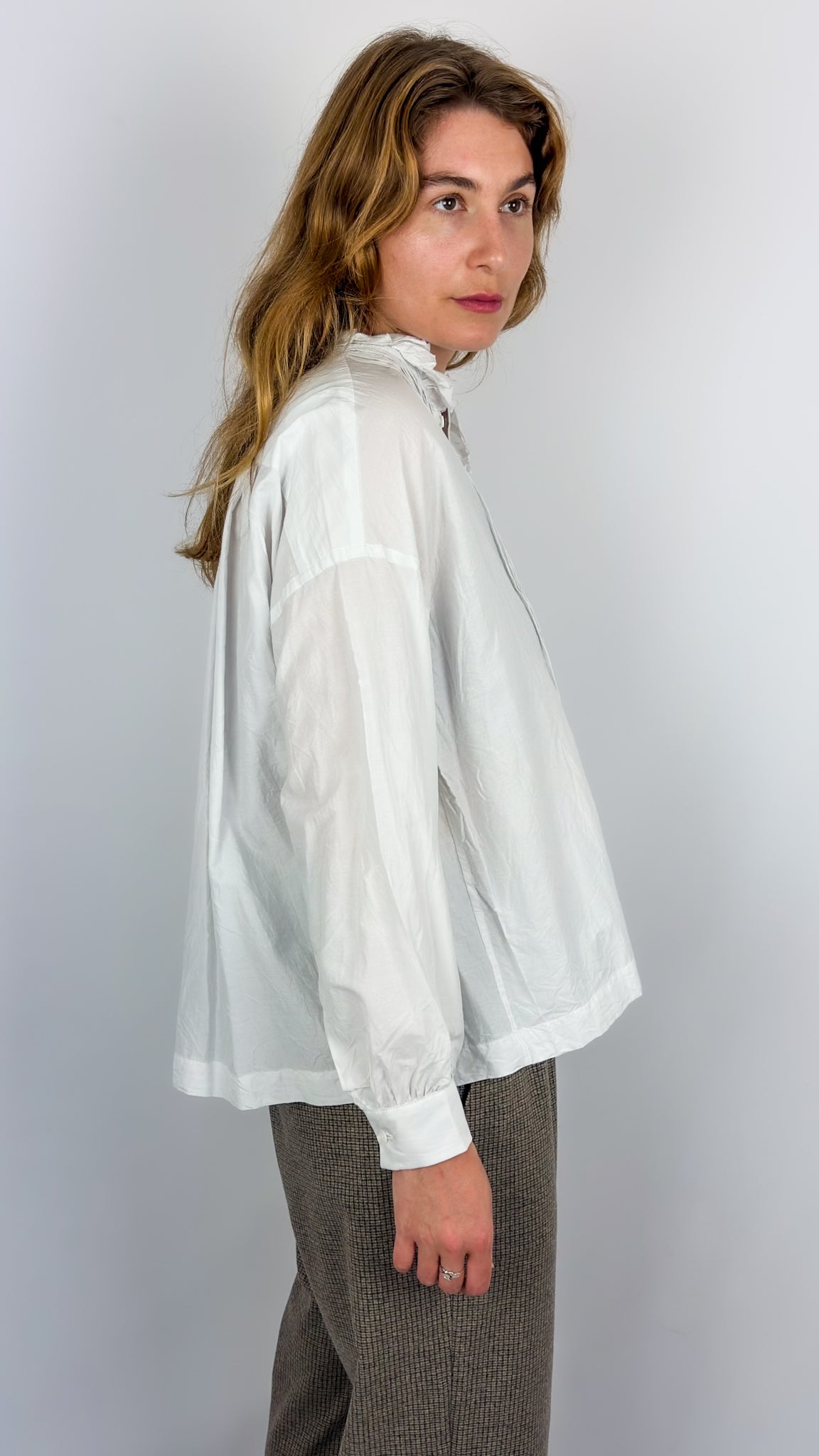 Toujours Pin Tuck Shirt Smoke White