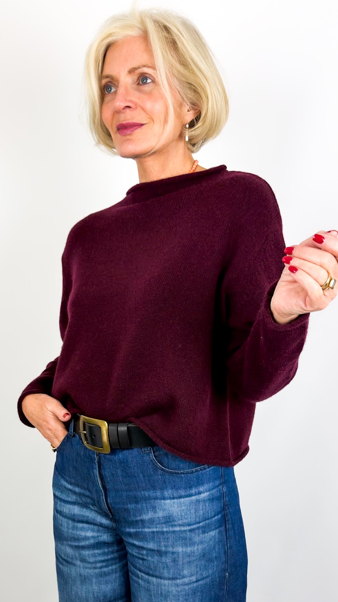 Cordelia James Pea Jumper Burgundy