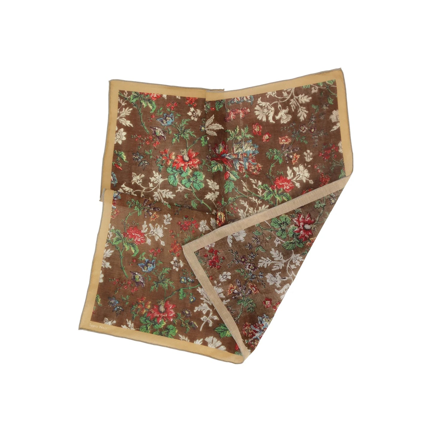 Tapis Noir Brown Flower Handkerchief