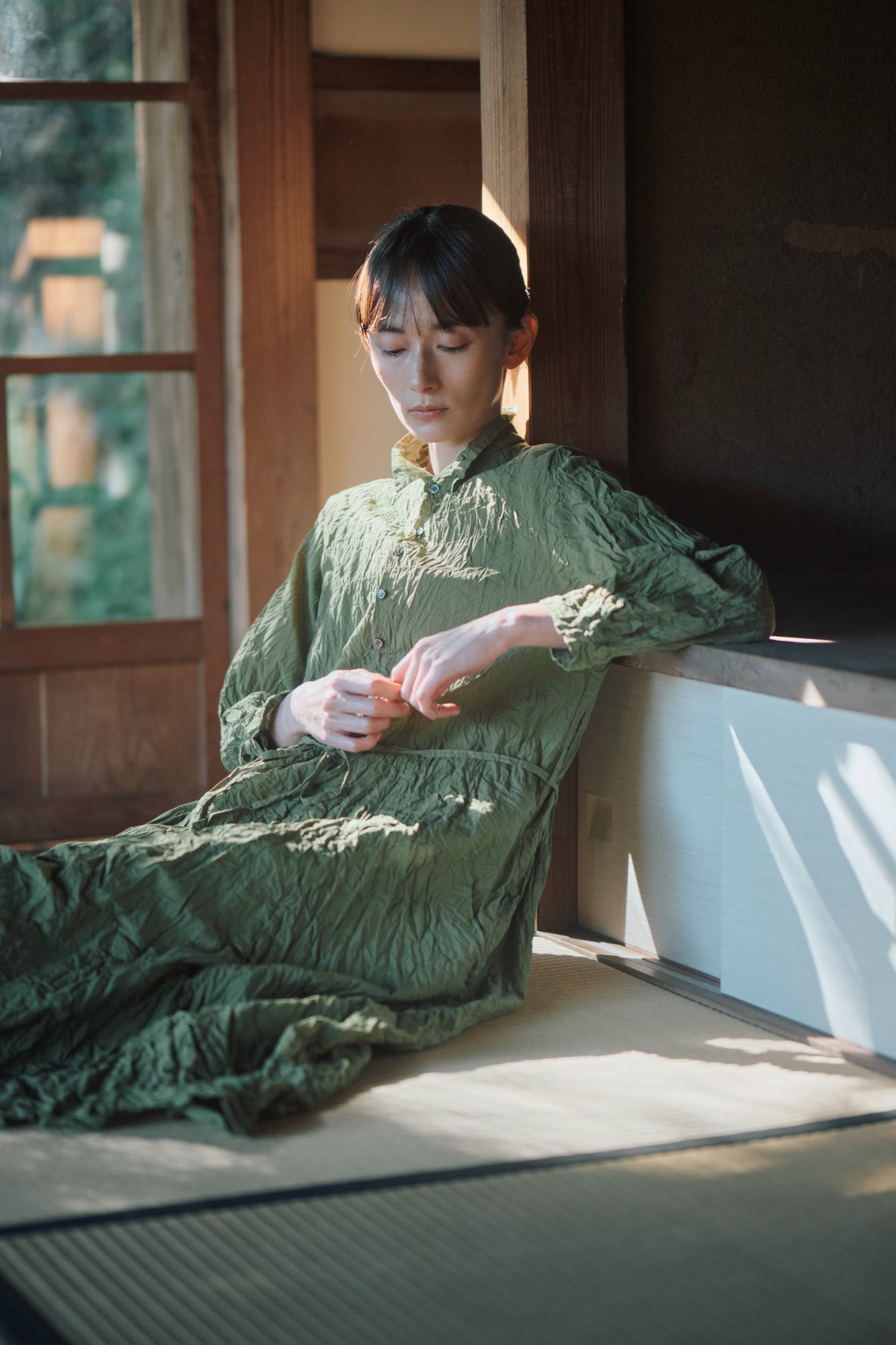 Pas De Calais 4547 Crinkle Dress Green