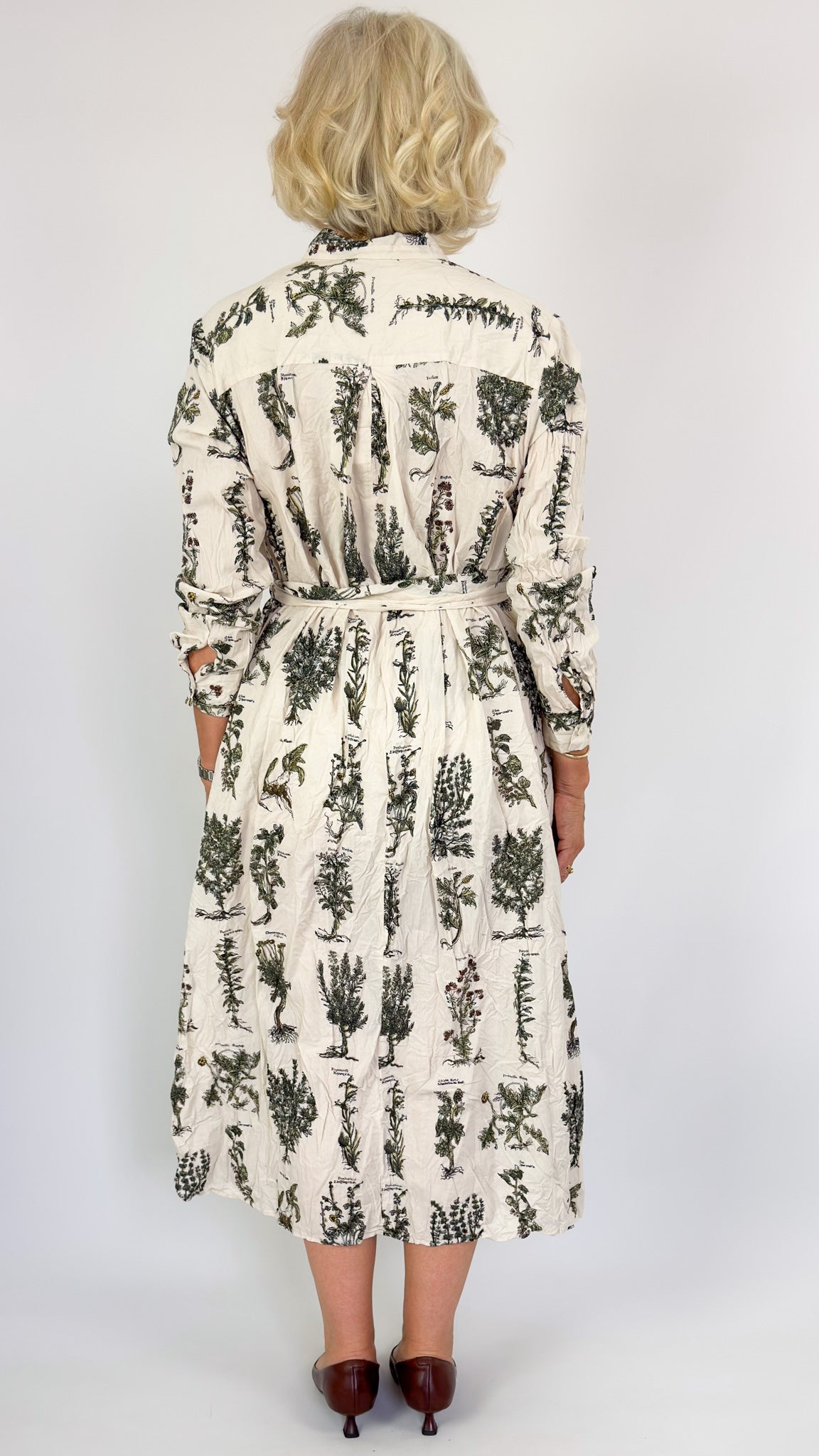 Pas De Calais 4892 Herbal Print Dress Ivory