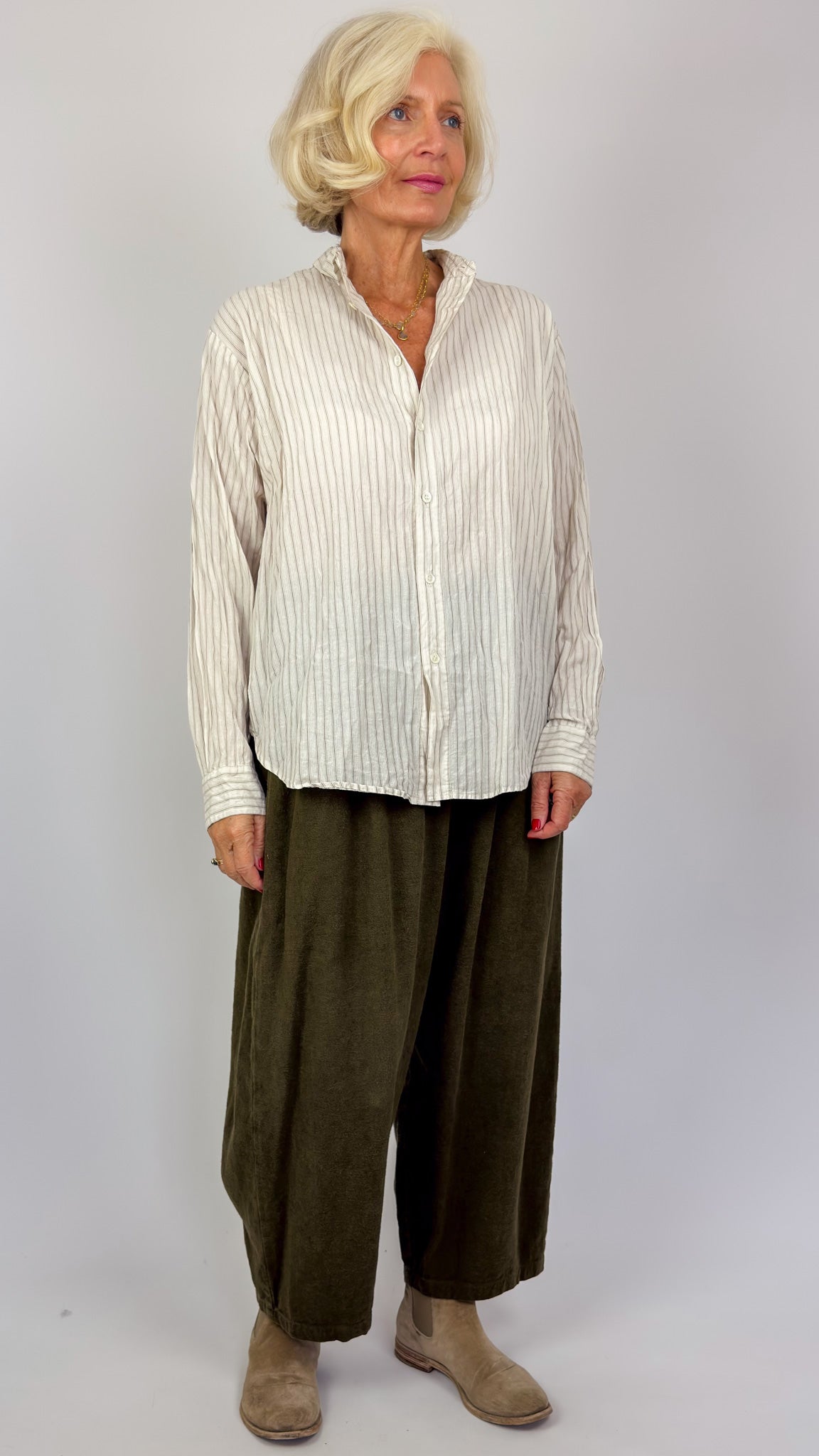 Pas De Calais 6855 Stripe Shirt Ivory