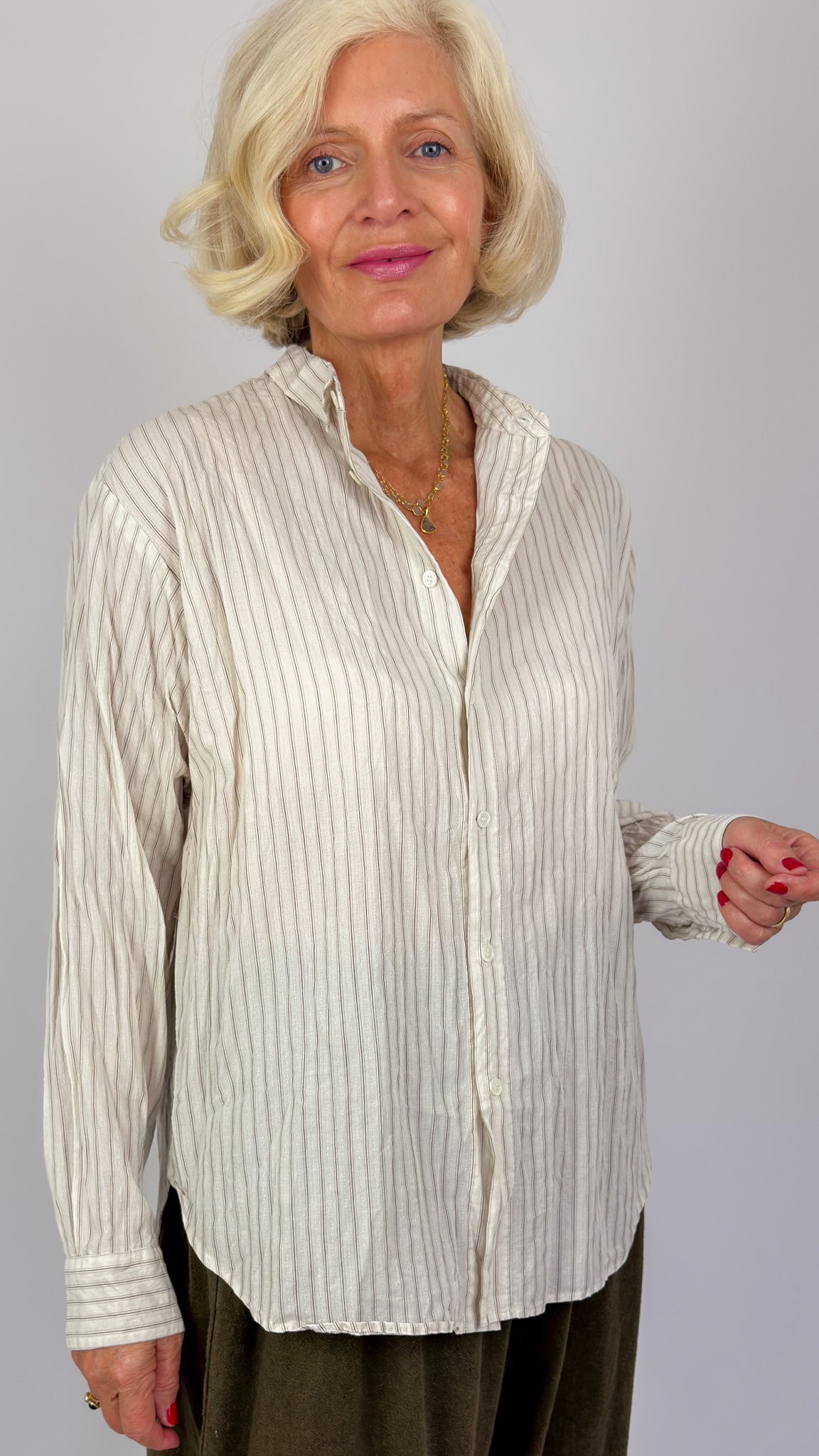 Pas De Calais 6855 Stripe Shirt Ivory