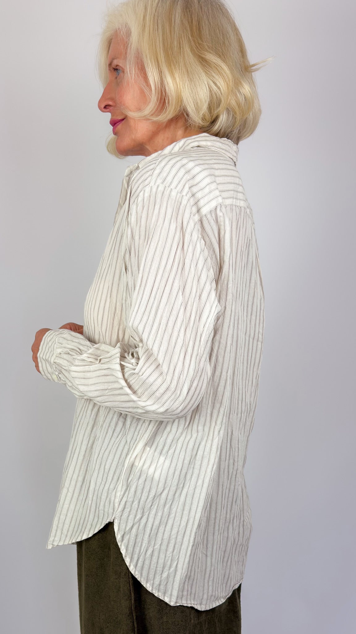 Pas De Calais 6855 Stripe Shirt Ivory