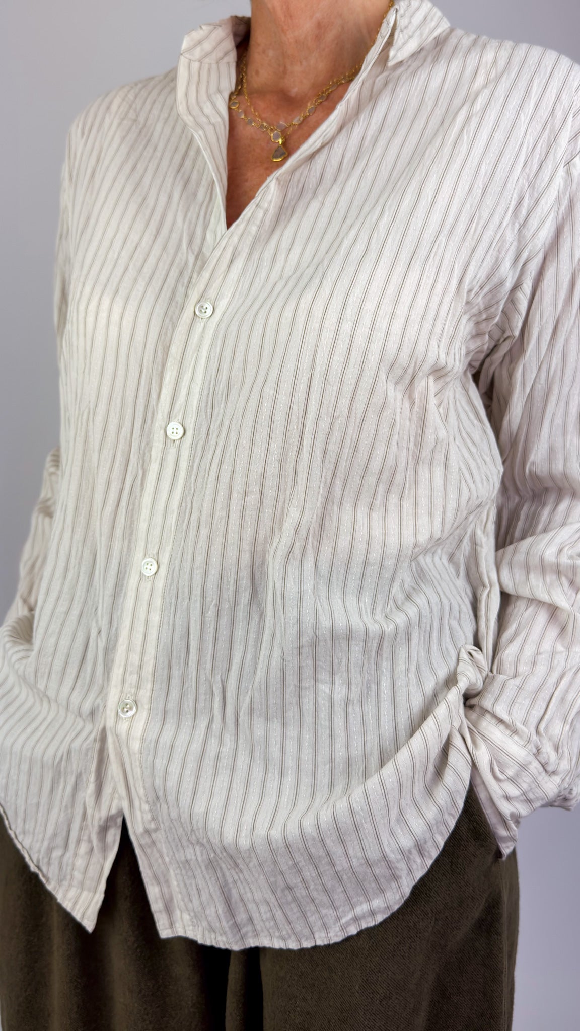 Pas De Calais 6855 Stripe Shirt Ivory