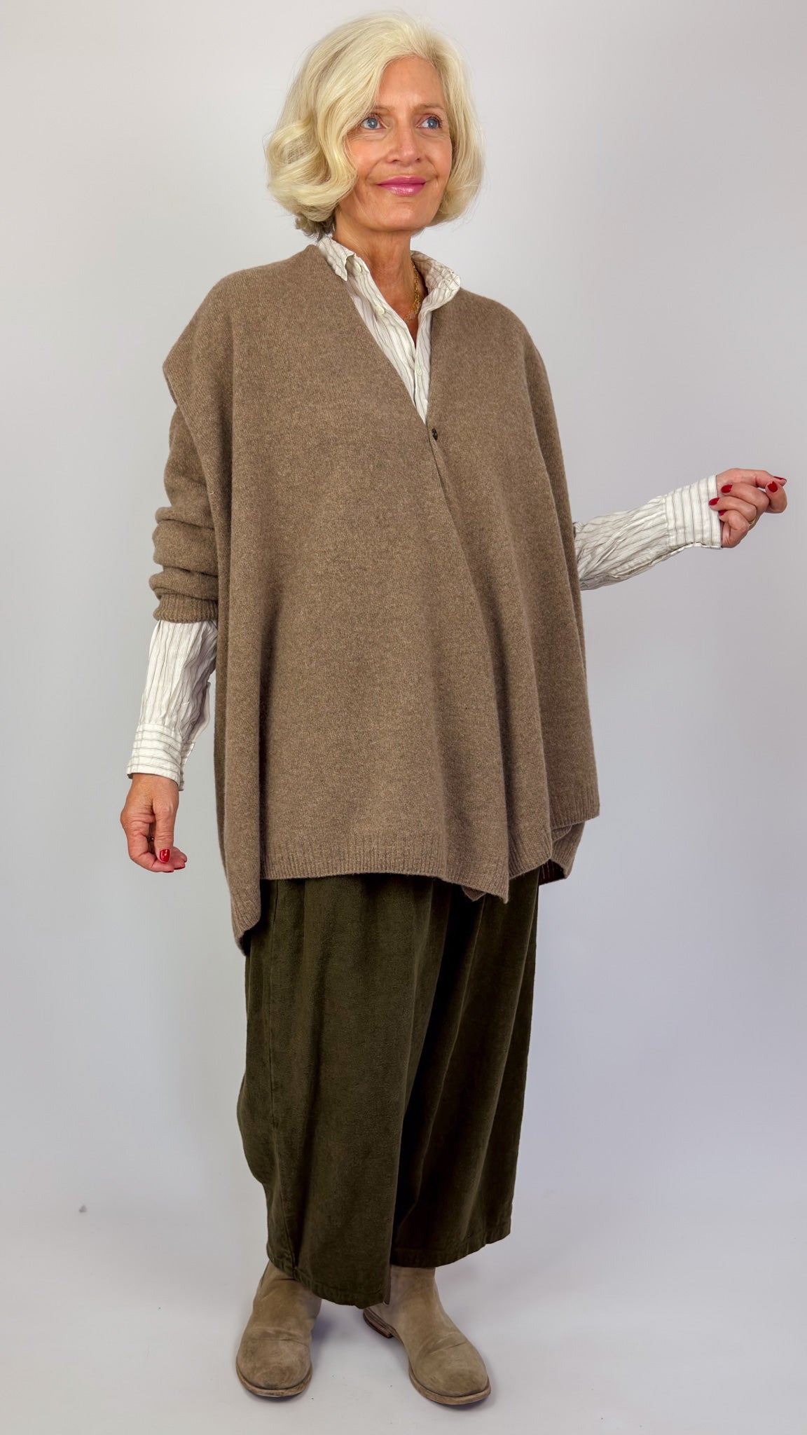 Pas De Calais 2707 Haori Cardigan Brown