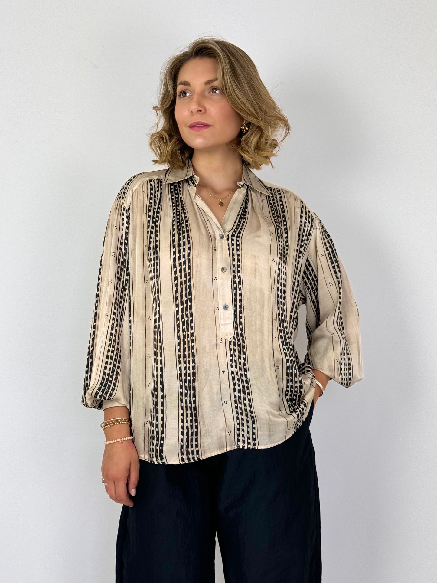 Diega Calabiza Blouse Marine/Chocolate